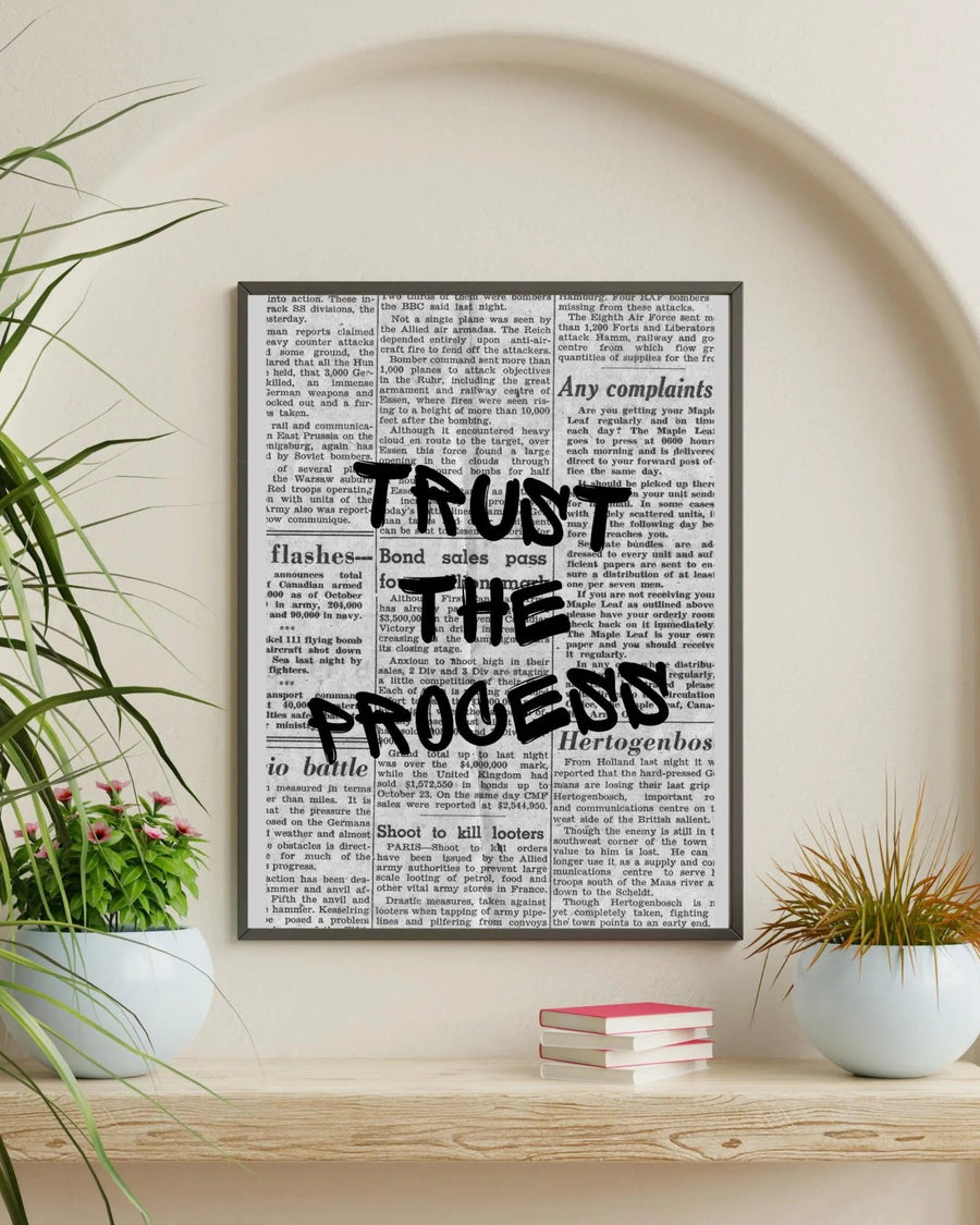 Trust the Process poster styled room photo 2