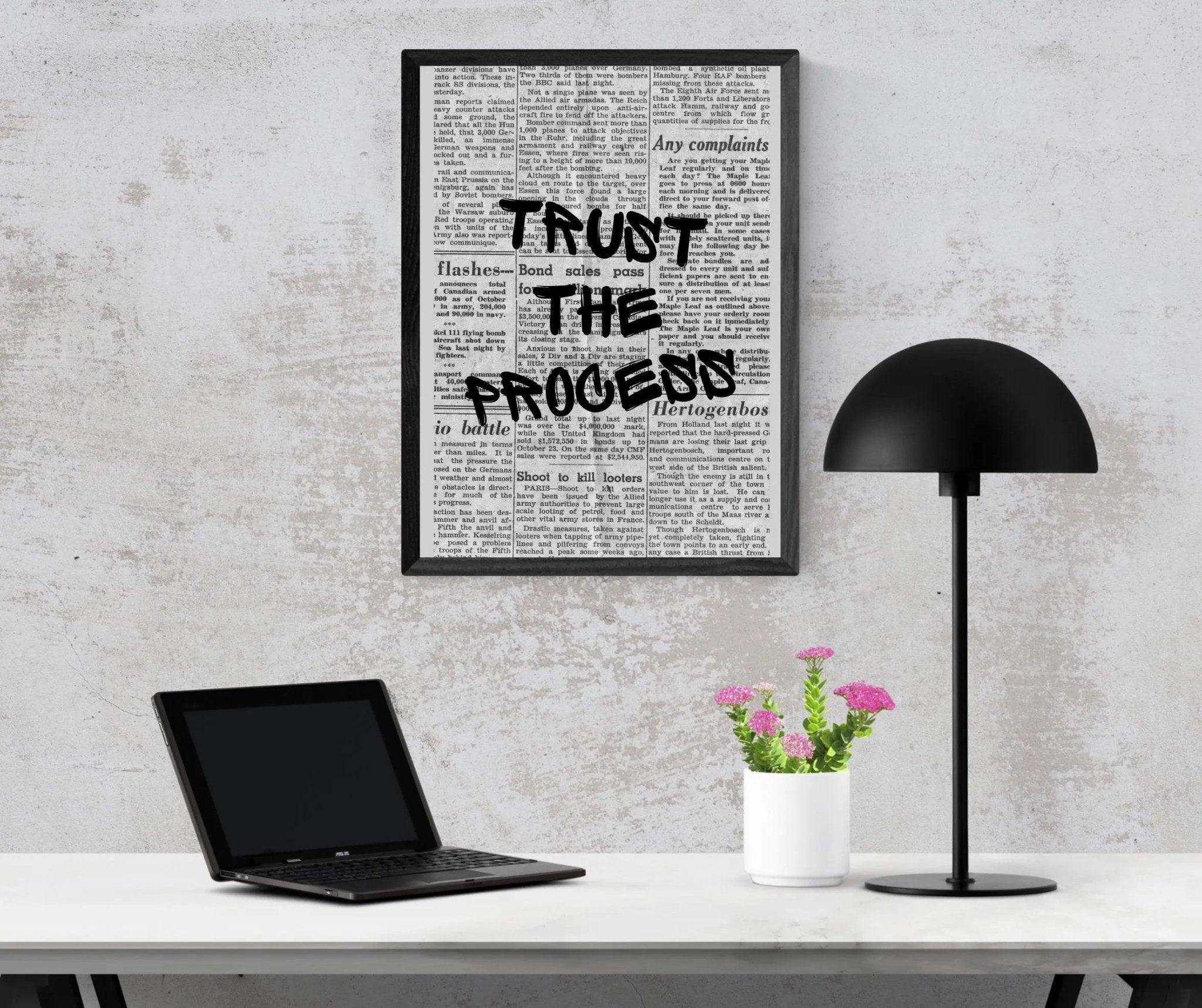 Trust the Process poster styled room photo 4
