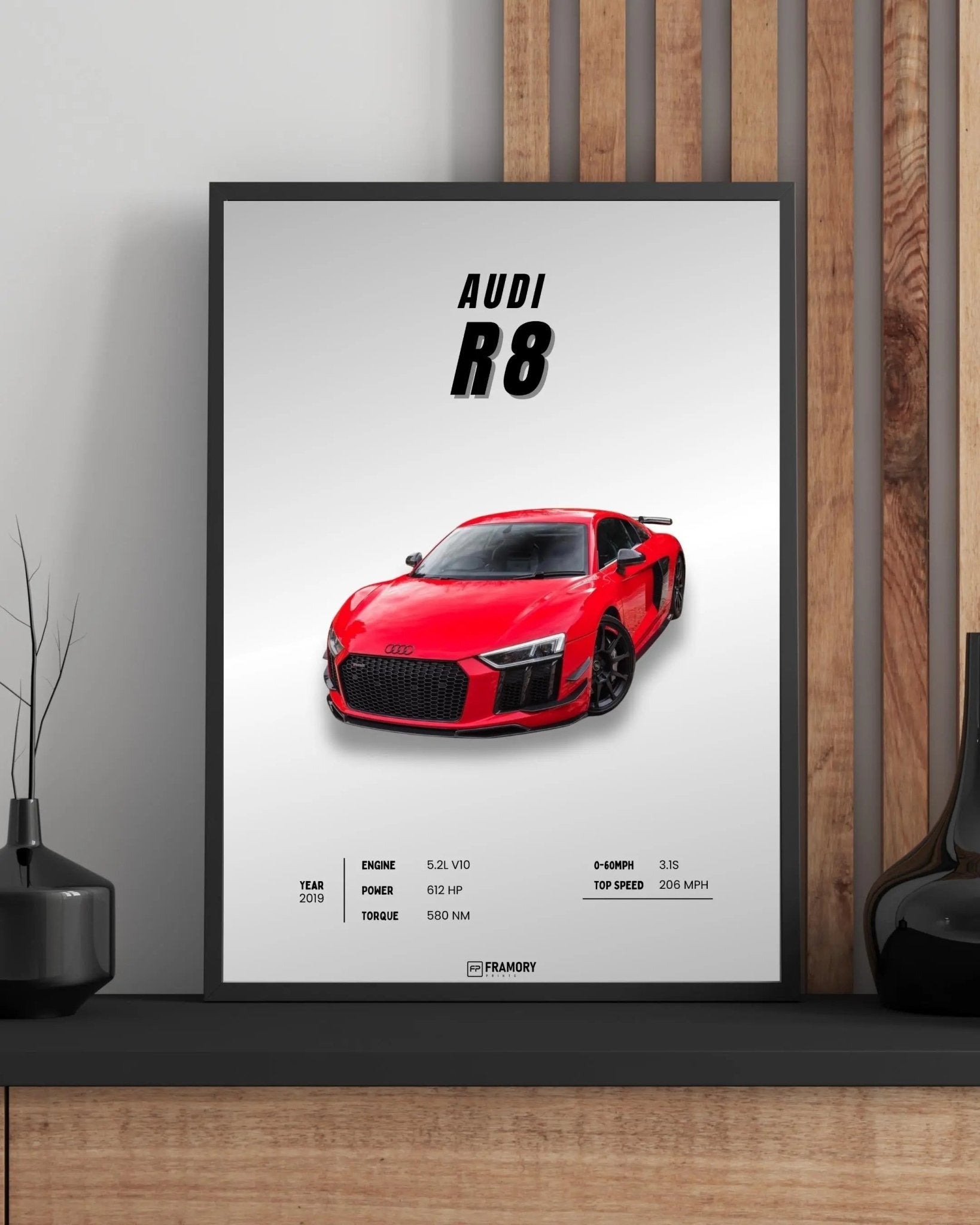 Audi R8 poster styled room photo 1