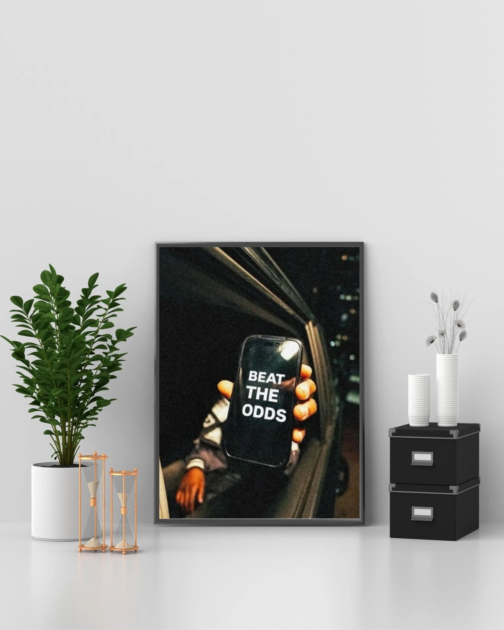 Beat the Odds poster styled room photo 4