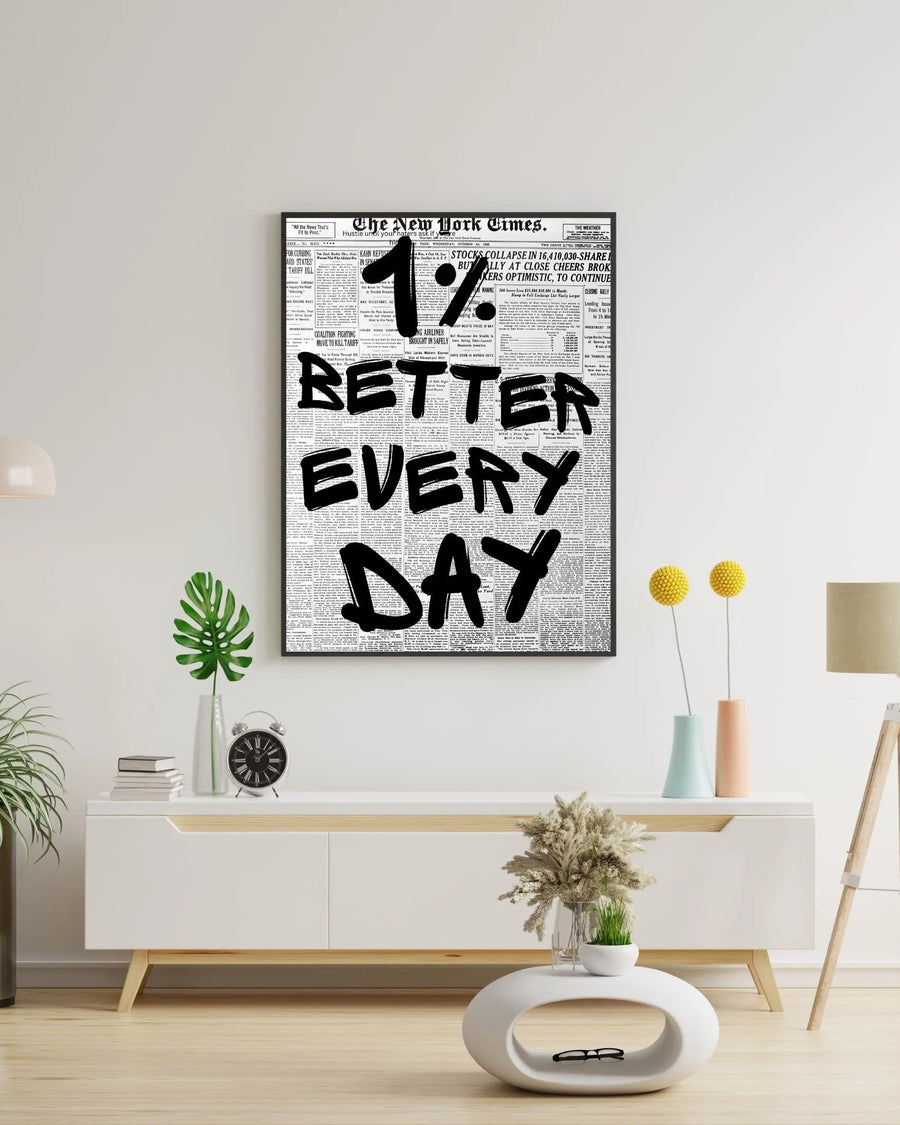 1% Better Every Day poster styled room photo 4