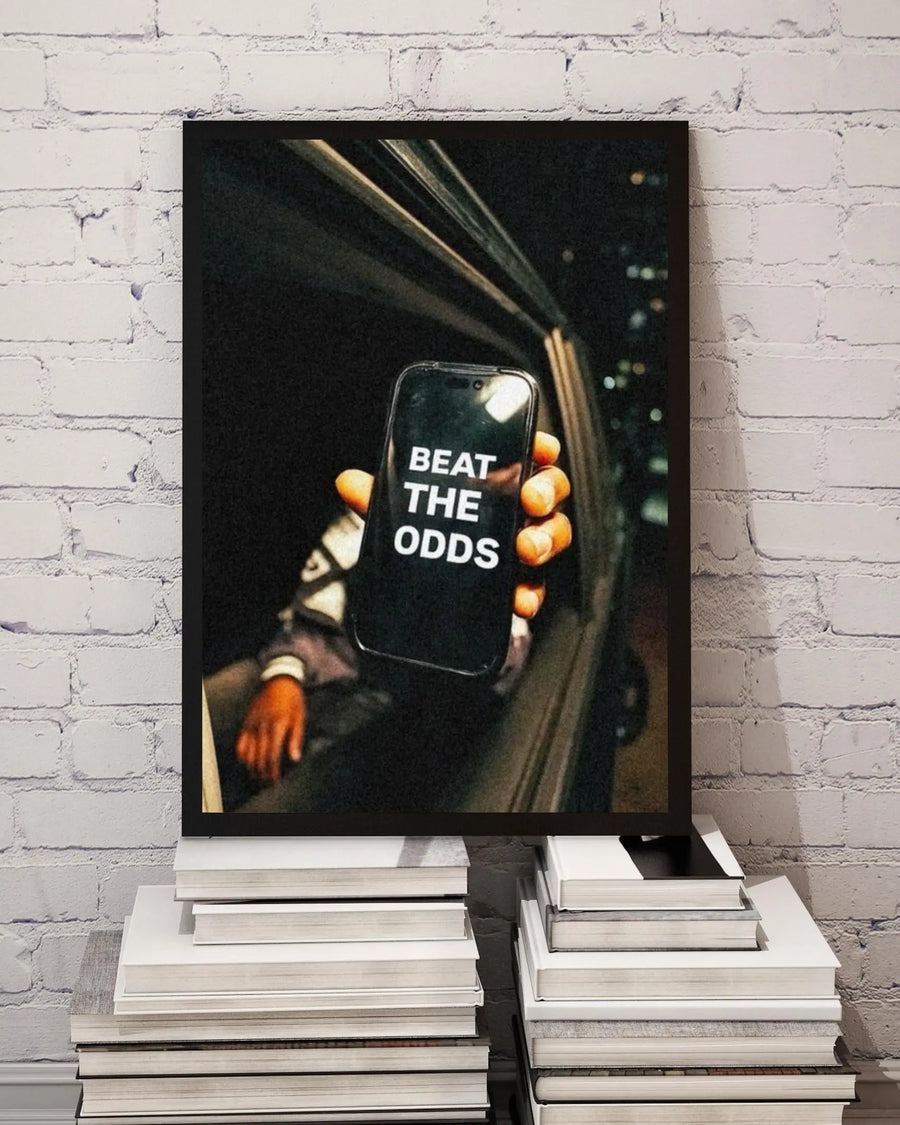 Beat the Odds poster styled room photo 7