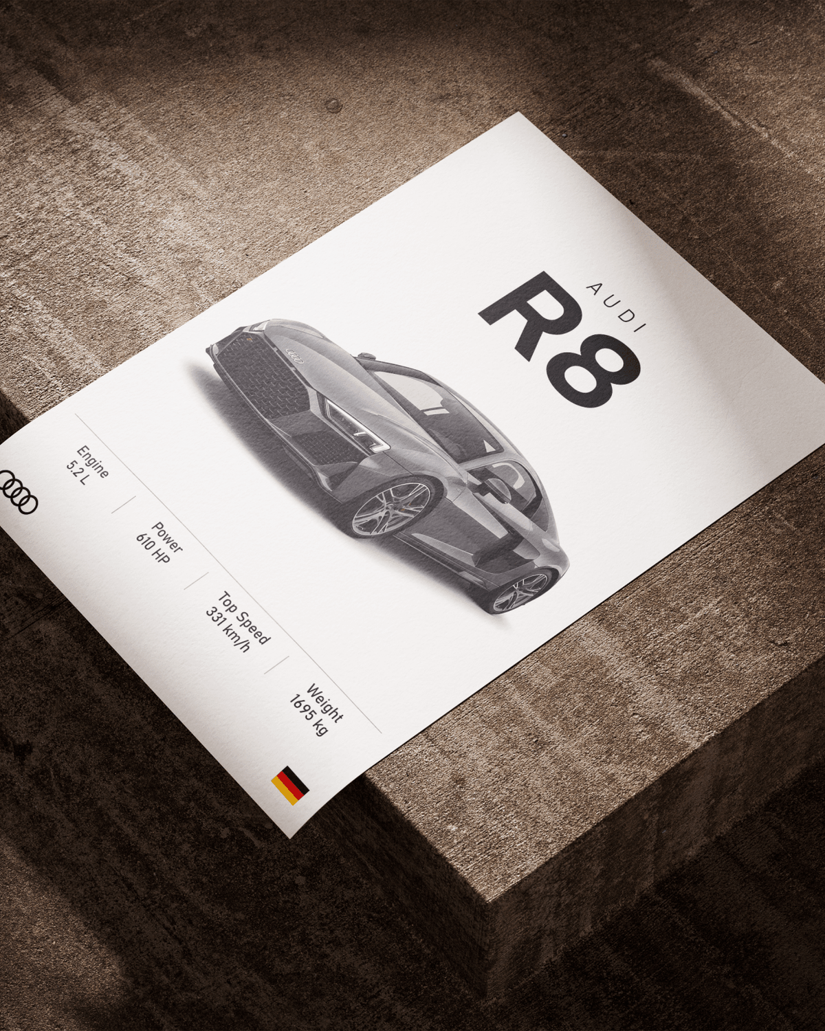 Audi R8 2.0 poster styled room photo 2