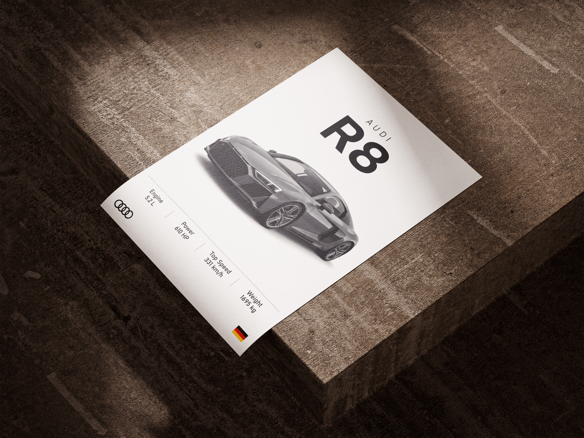 Audi R8 2.0 poster styled room photo 2