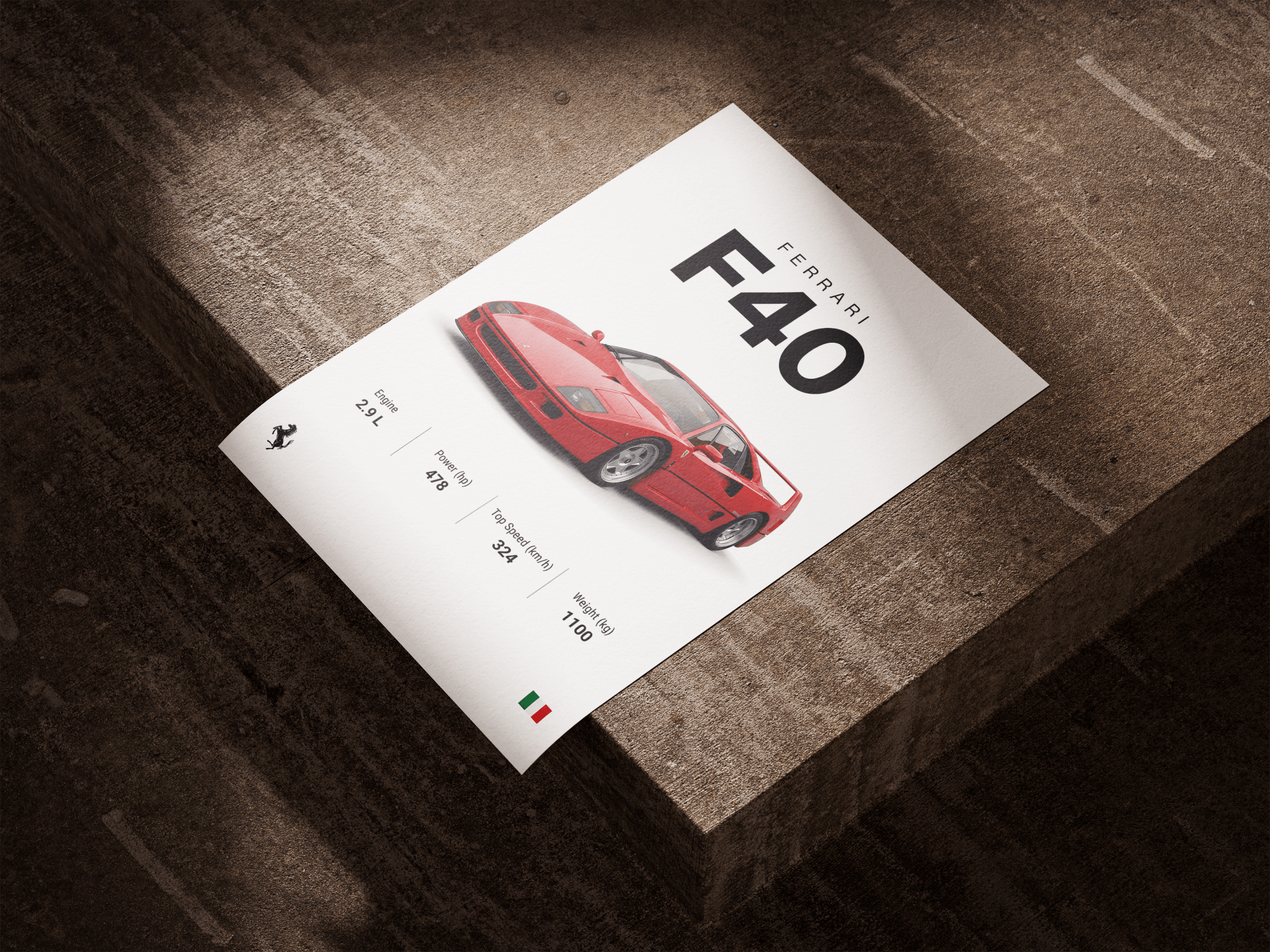 Ferrari F40 poster styled room photo 7