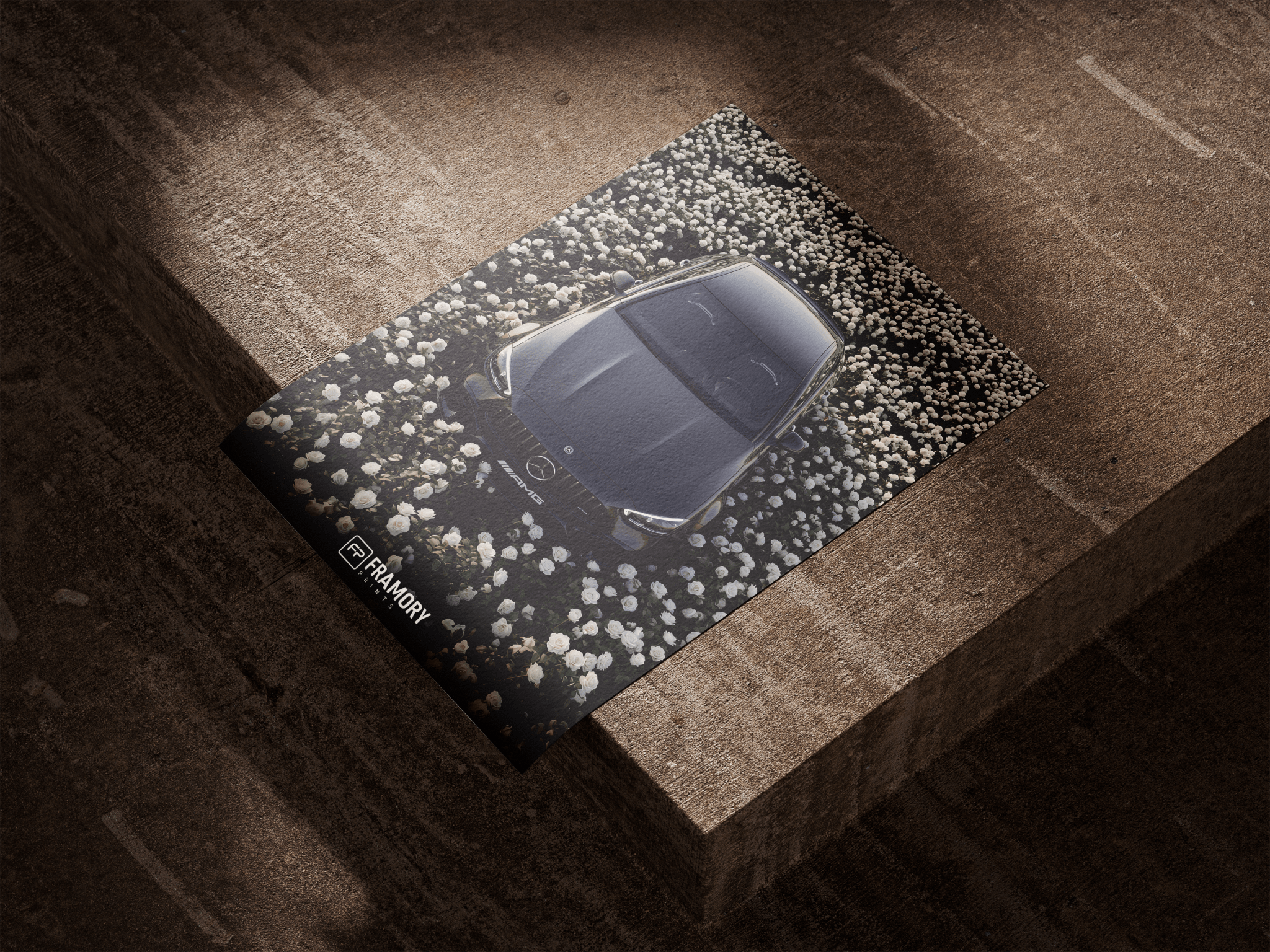 Mercedes C63S White Flowers poster styled room photo 2