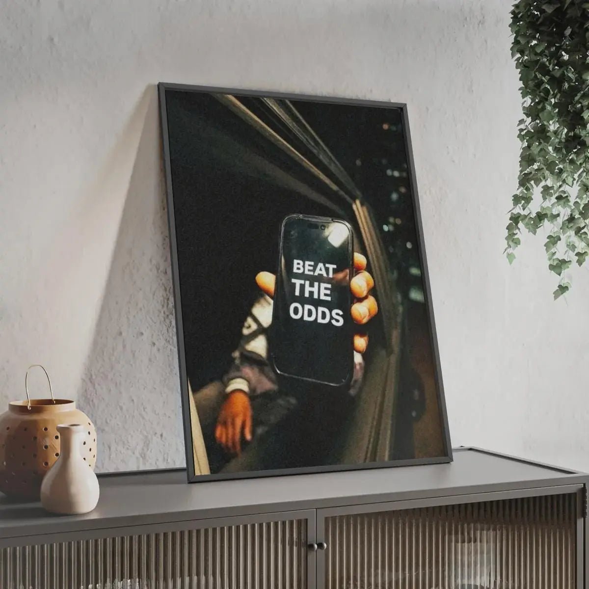 Beat the Odds poster styled room photo 1
