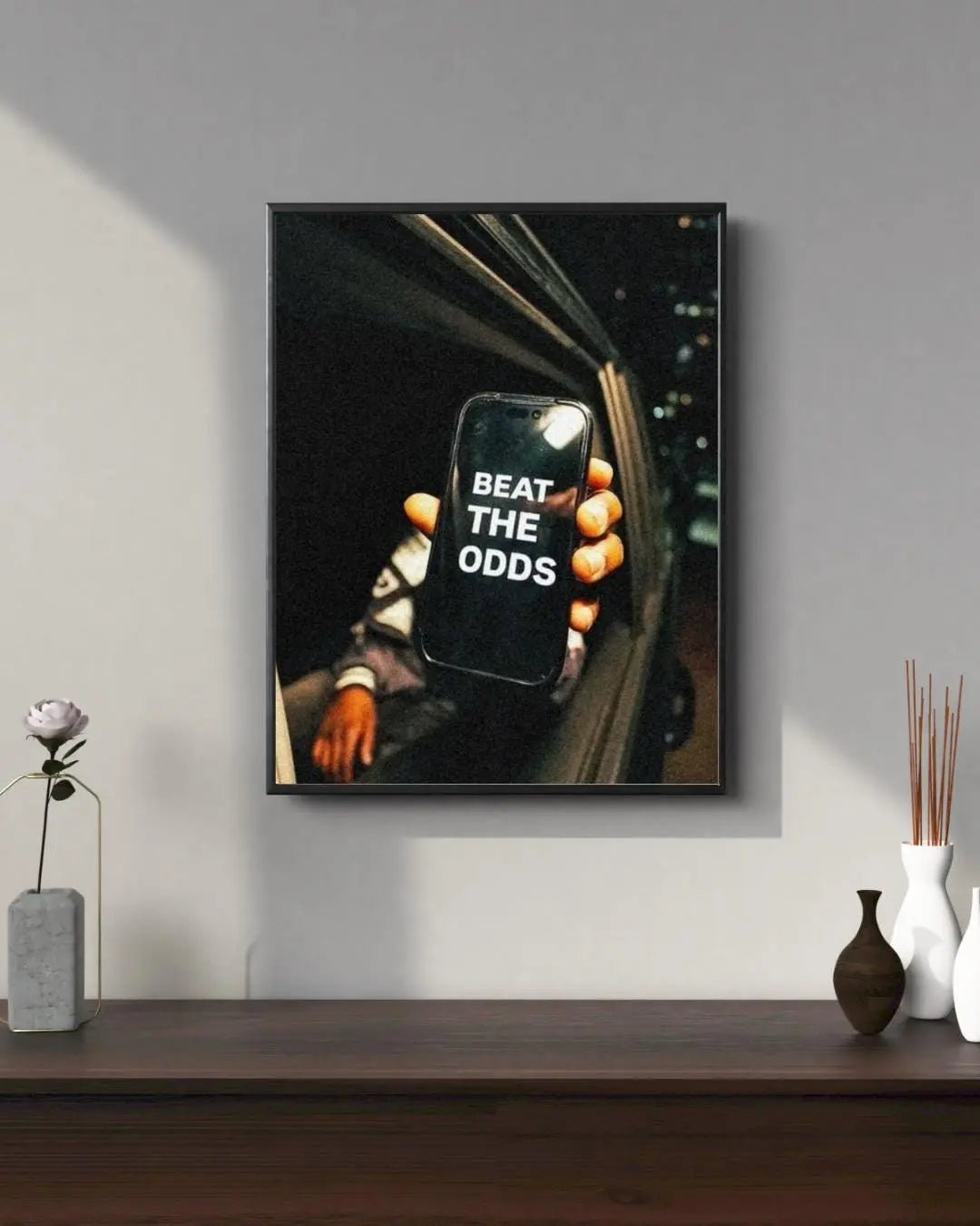 Beat the Odds poster styled room photo 6