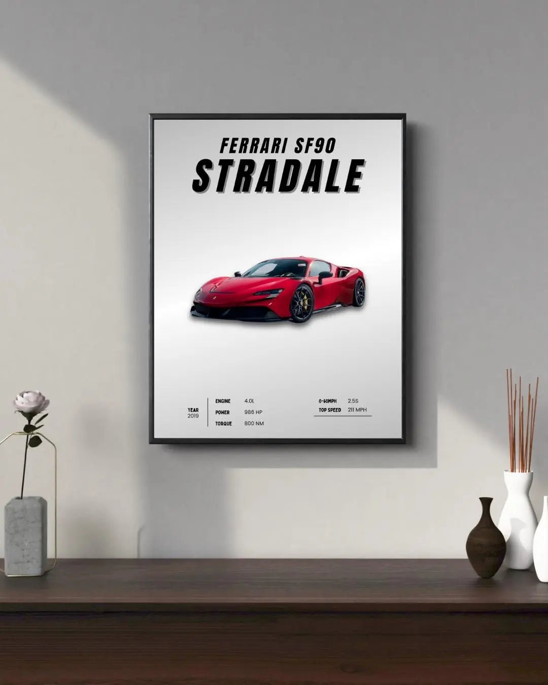 Ferrari SF90 Stradale poster styled room photo 8