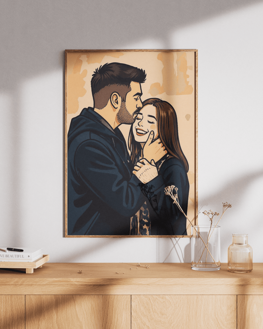 Custom Cartoon Poster of Couple/Friends poster design close-up