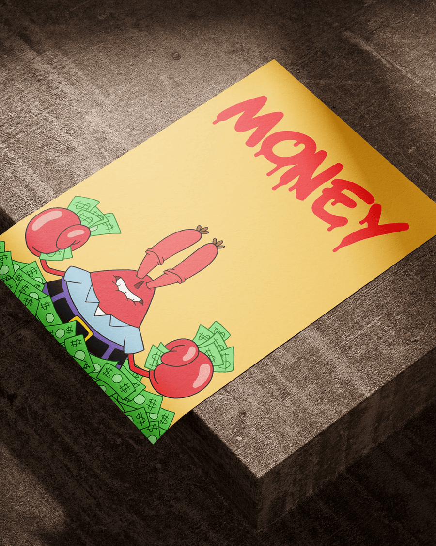 Mr. Krabs Money poster design close-up