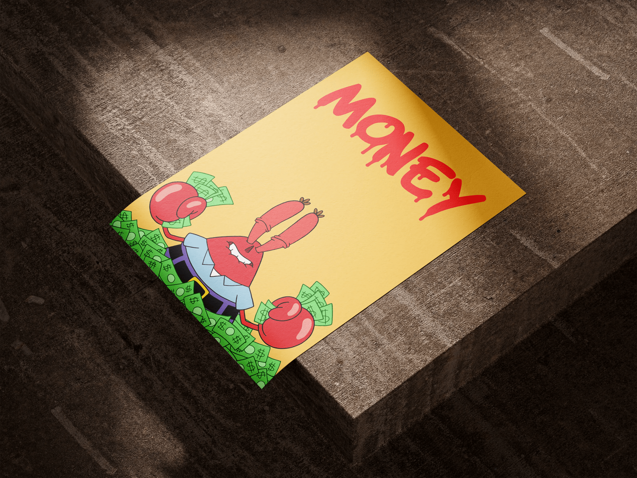 Mr. Krabs Money poster design close-up