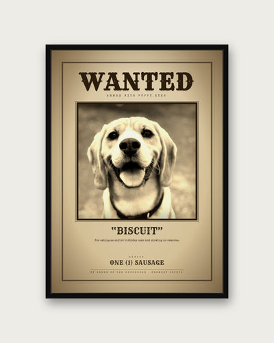Custom Pet Poster - Wanted Edition, framed example