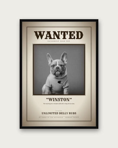 Custom Pet Poster - Wanted Edition, framed example