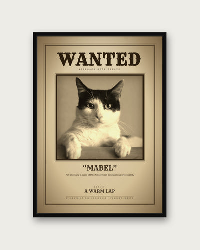 Custom Pet Poster - Wanted Edition, framed example