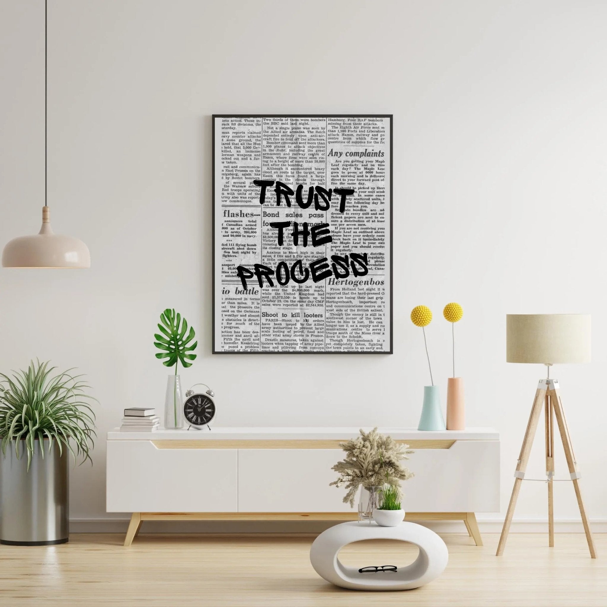 Trust the Process poster styled room photo 8