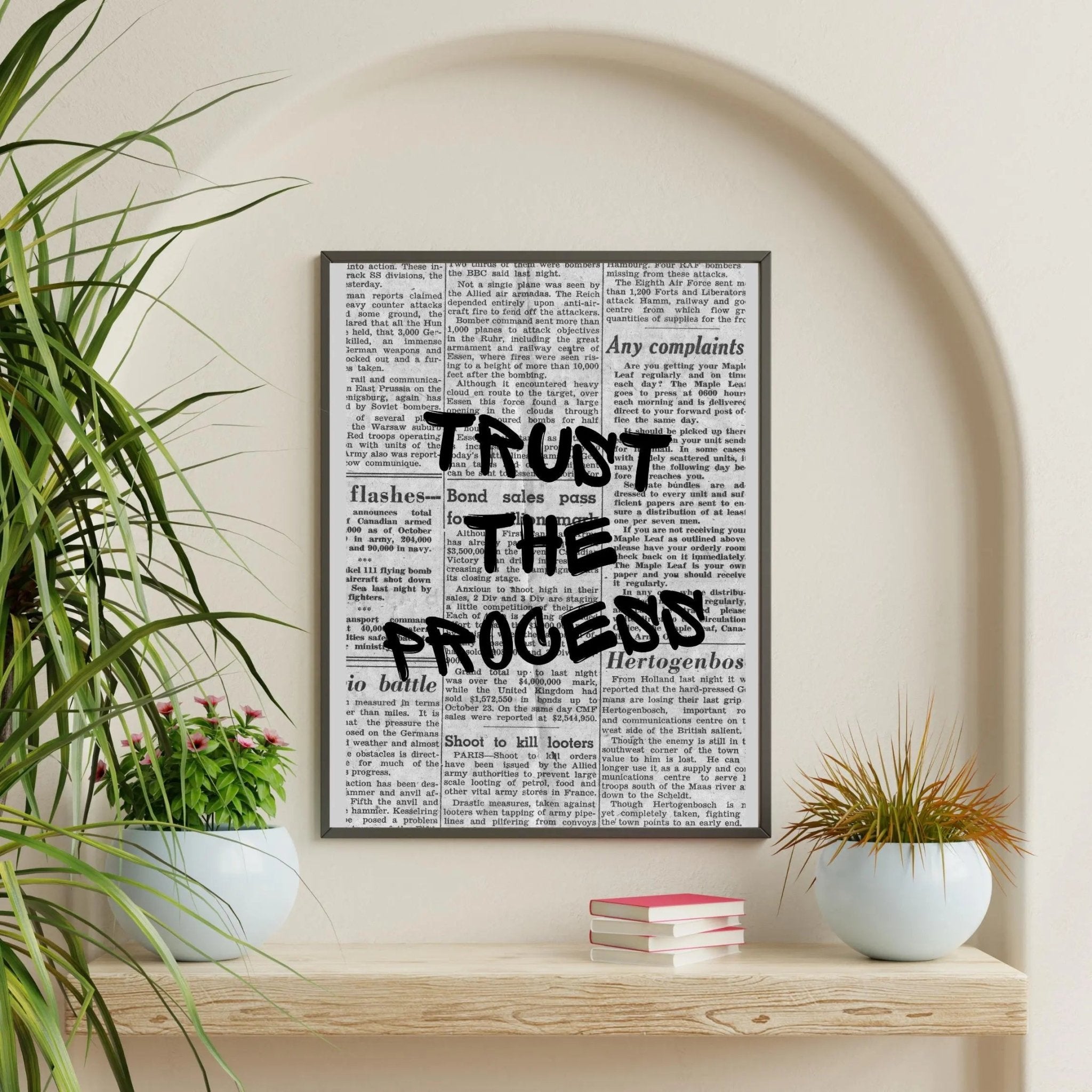 Trust the Process poster styled room photo 2