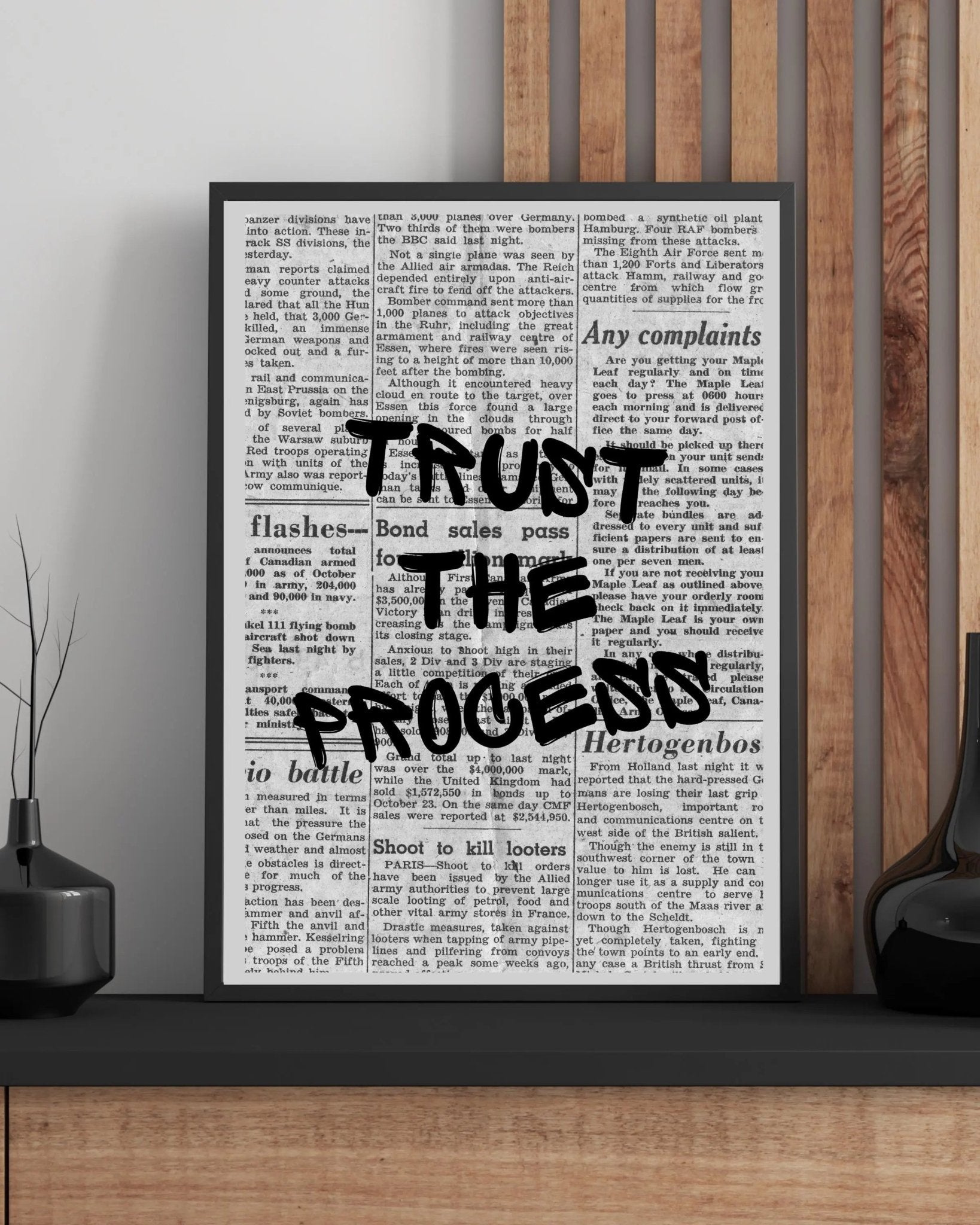 Trust the Process poster styled room photo 1