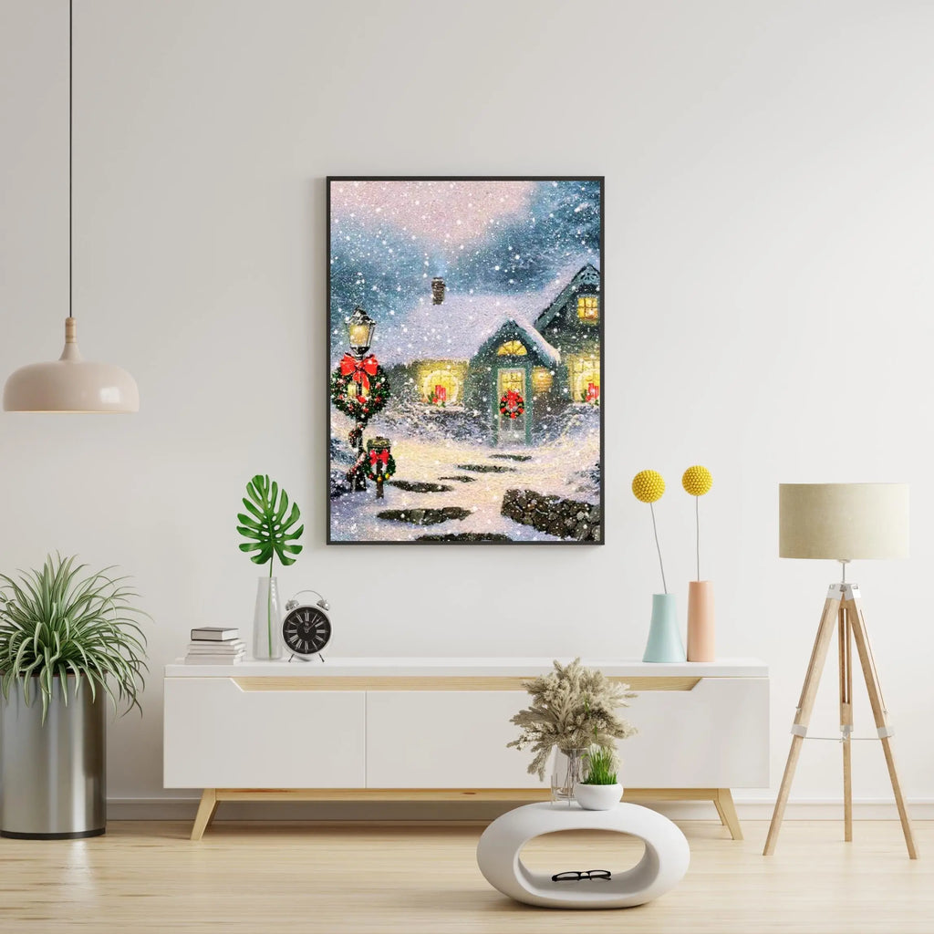 Vintage Christmas House Framory Prints