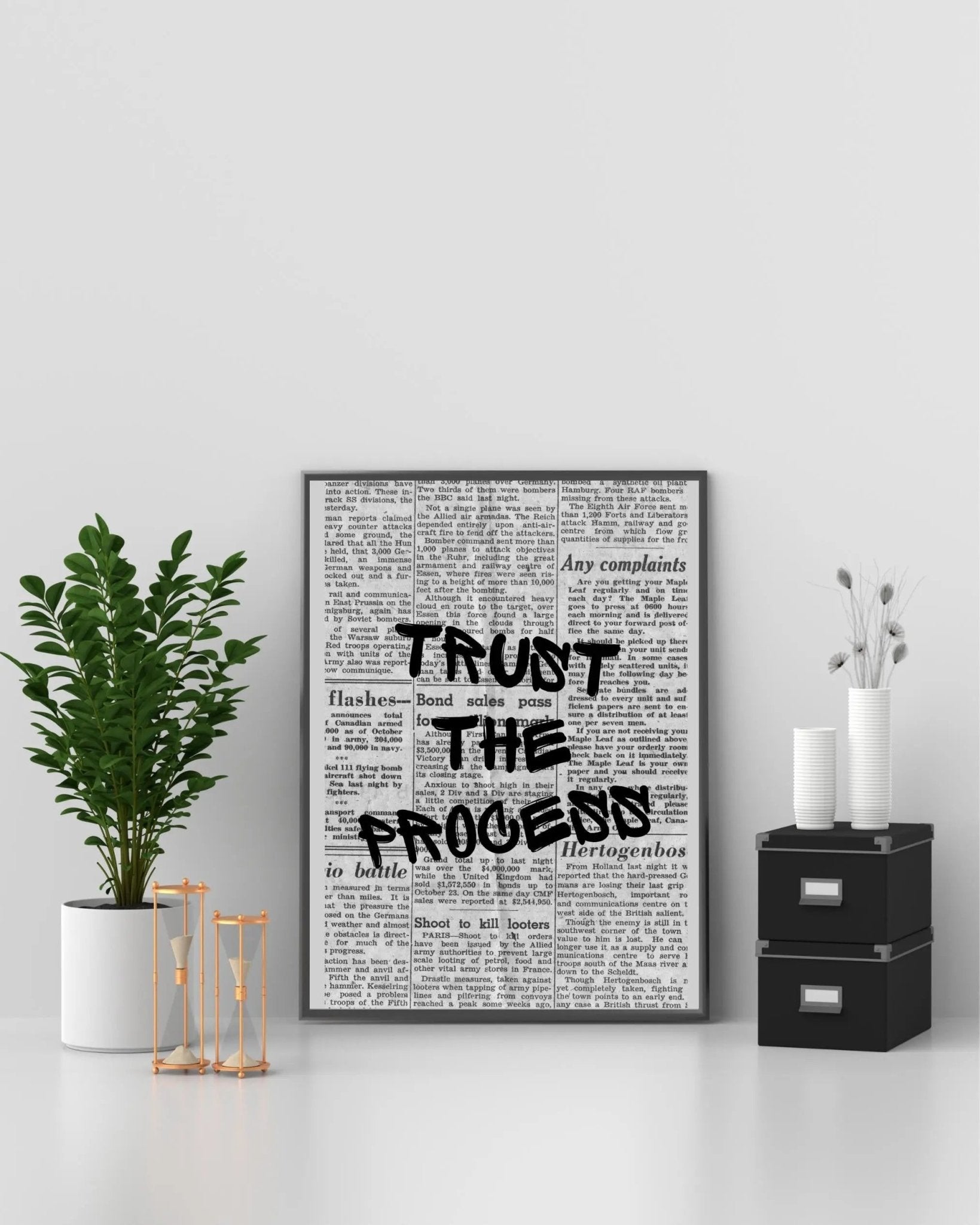 Trust the Process poster styled room photo 9