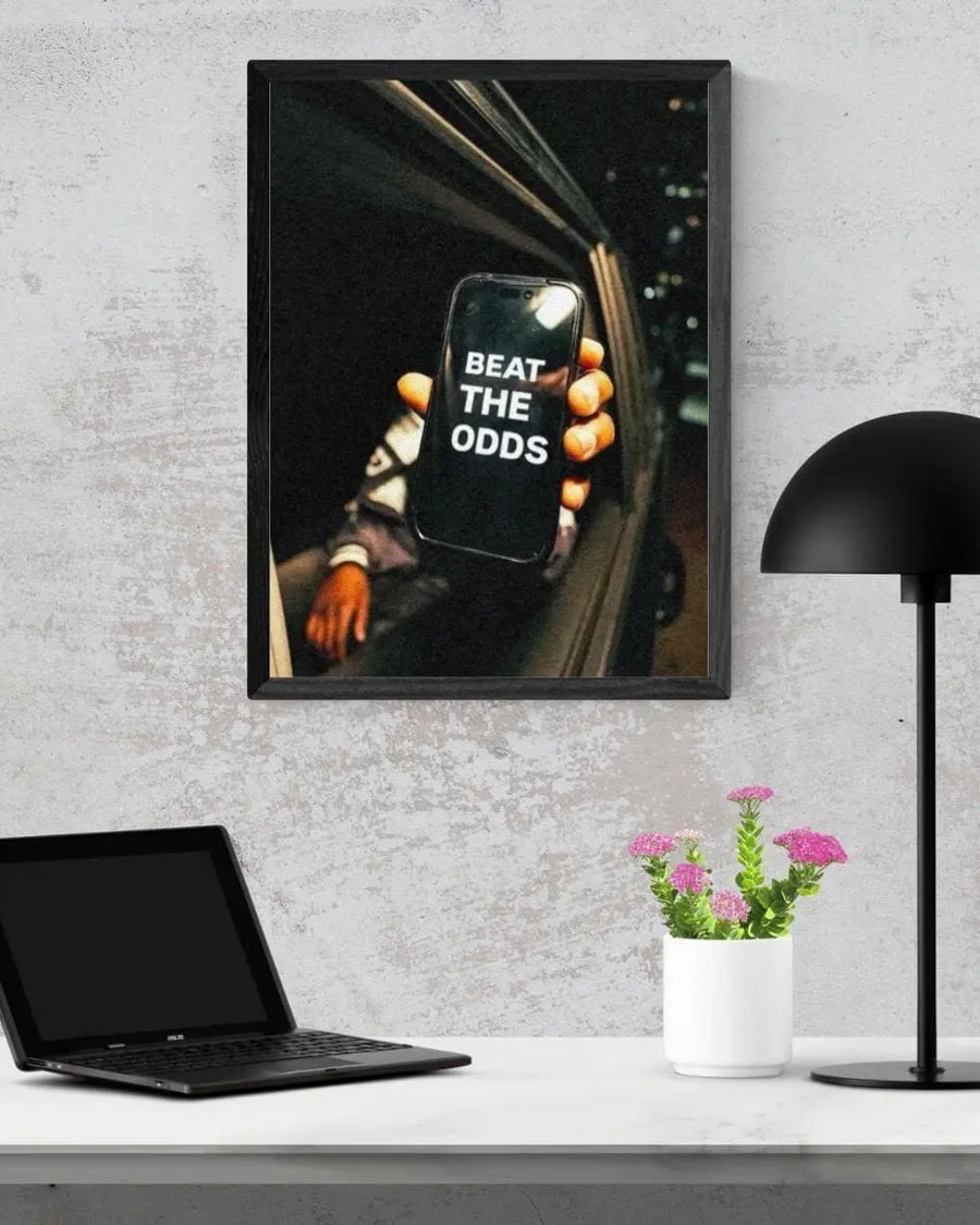 Beat the Odds poster styled room photo 5