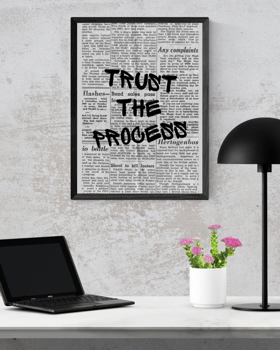 Trust the Process poster styled room photo 4