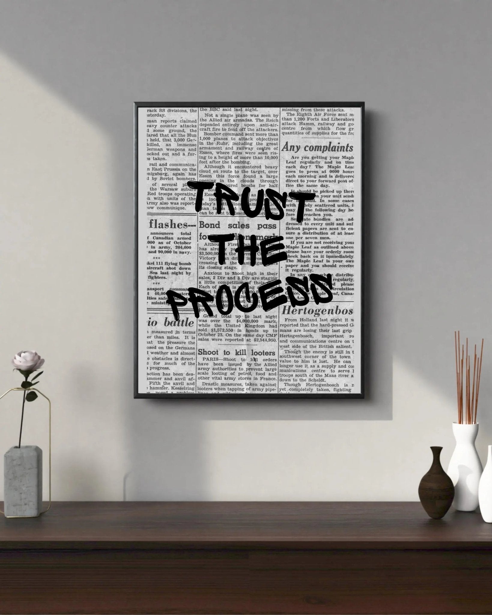 Trust the Process poster styled room photo 5