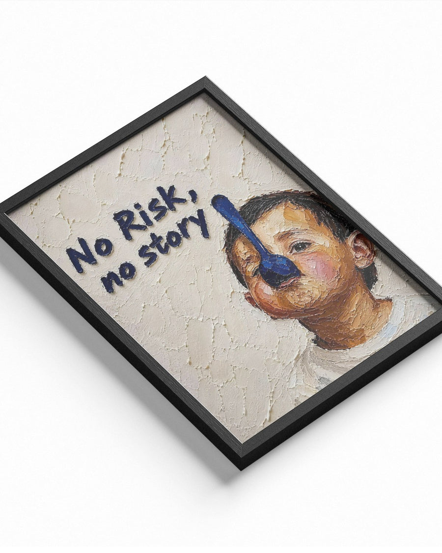 No Risk, No Story poster design close-up