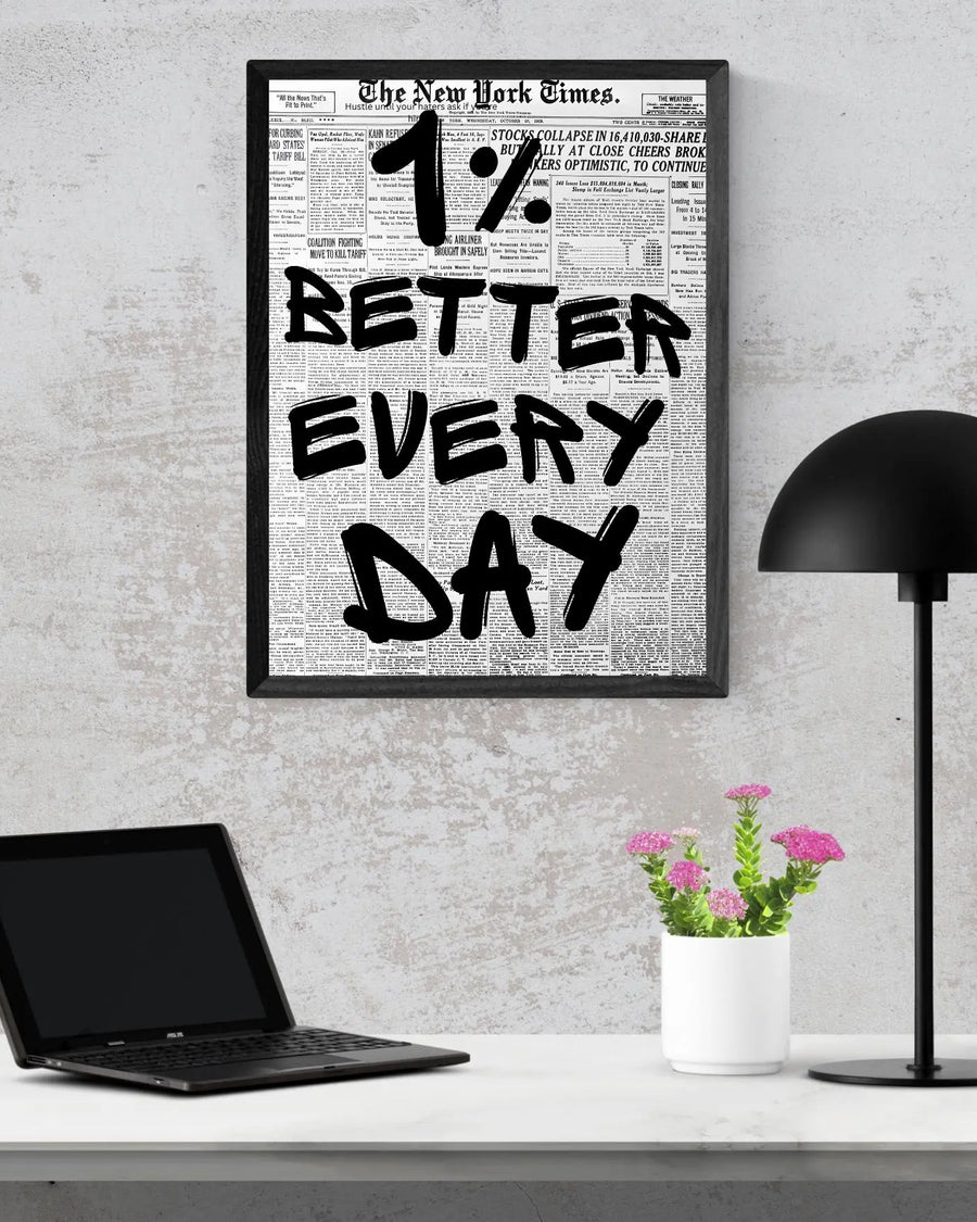 1% Better Every Day poster styled room photo 9