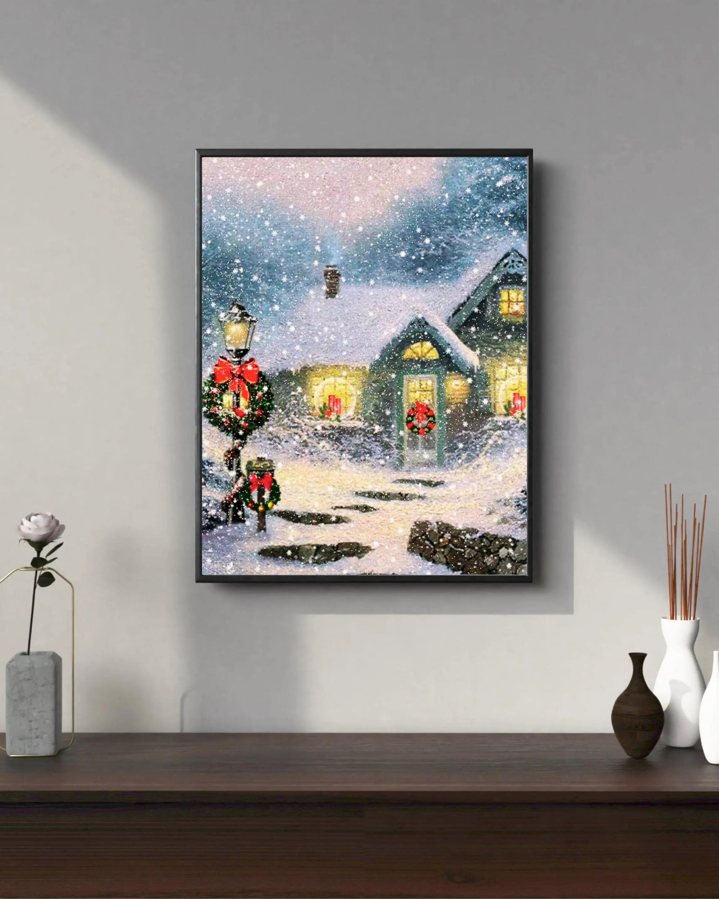 Vintage Christmas House Framory Prints