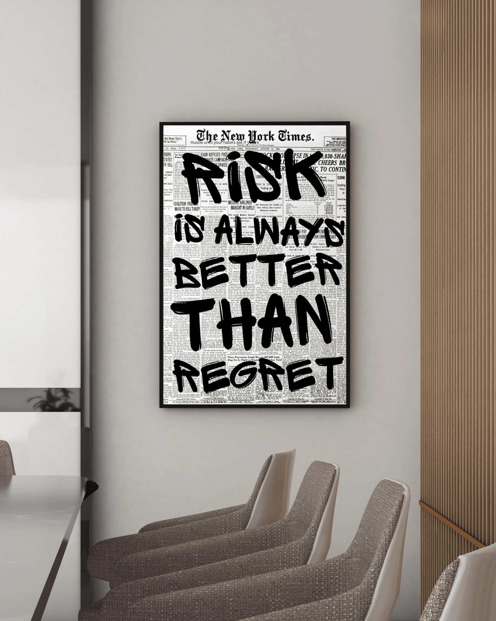 Risk is always better than regret poster styled room photo 2