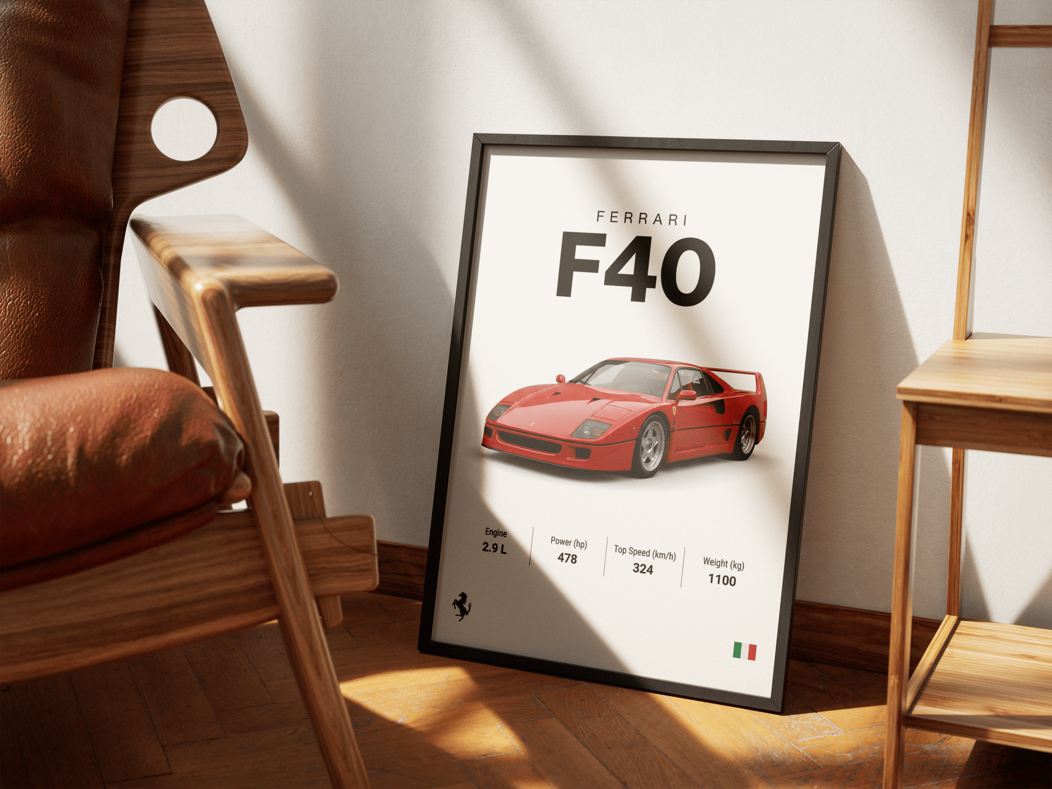 Ferrari F40 poster styled room photo 2