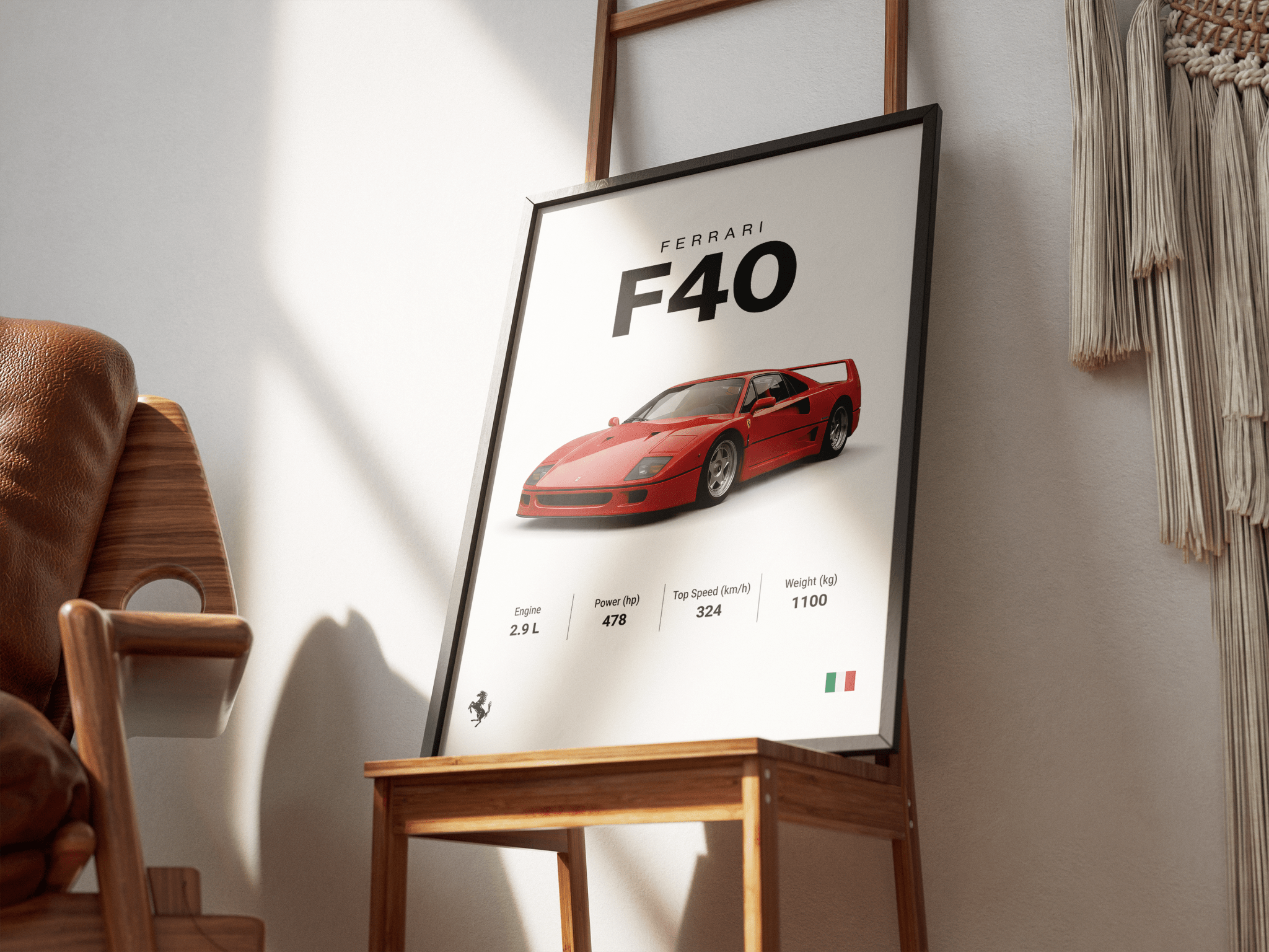 Ferrari F40 poster styled room photo 3
