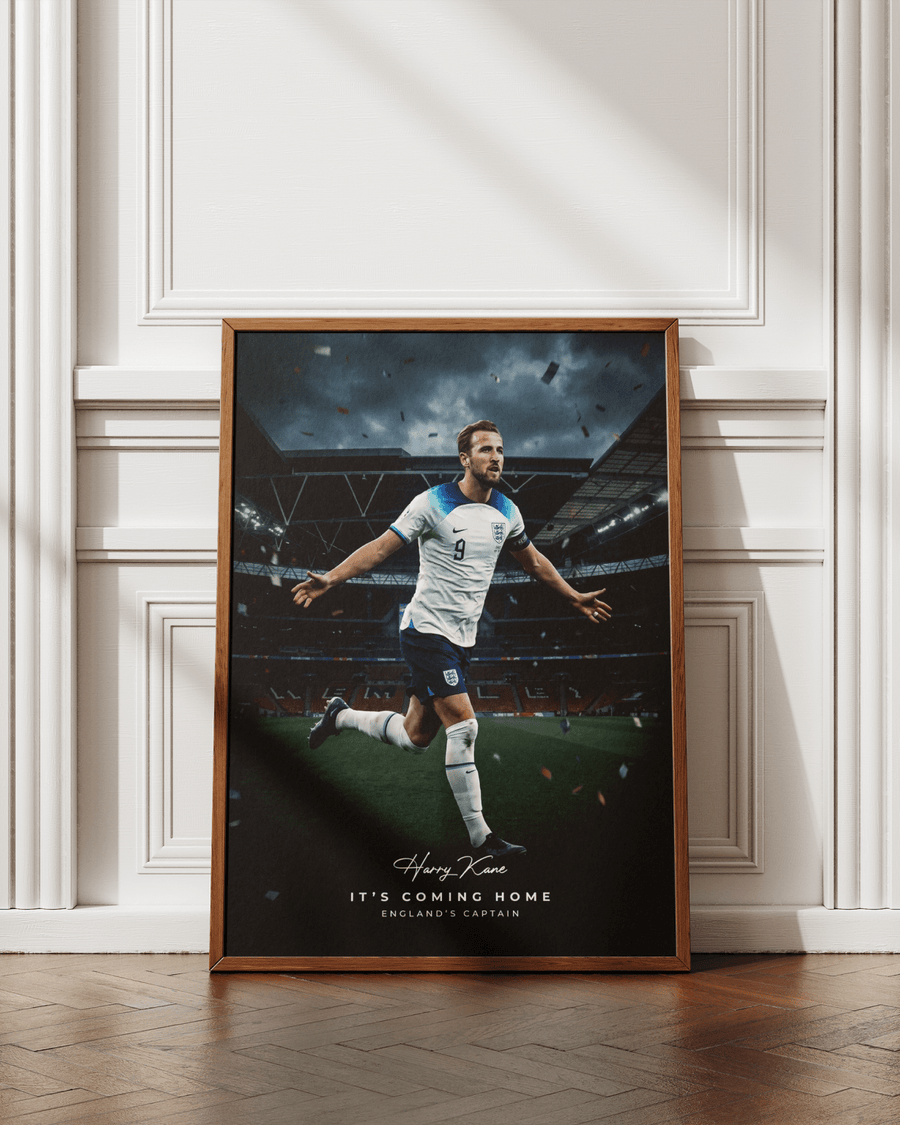 "It's Coming Home" — Harry Kane poster styled room photo 2