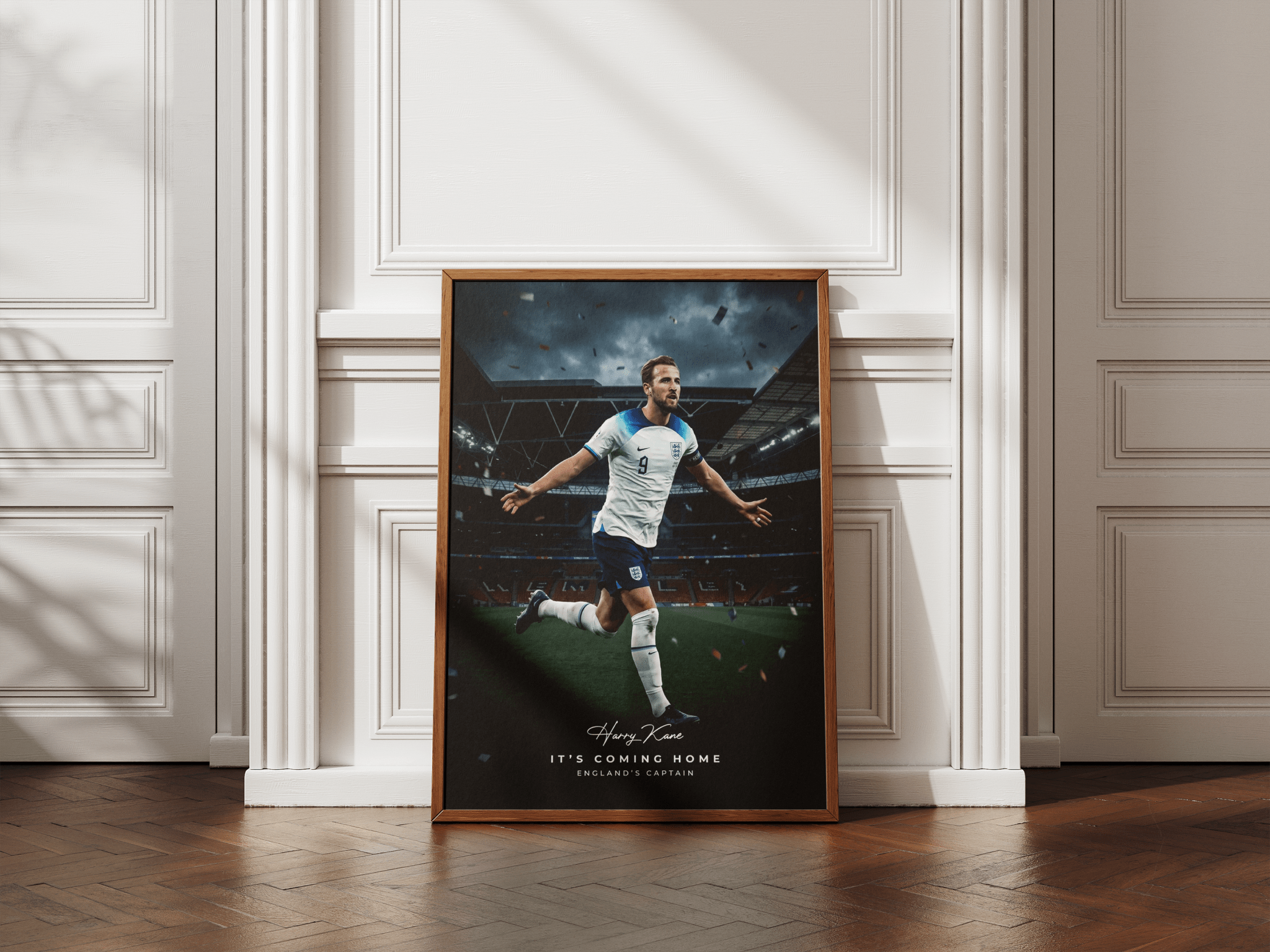 "It's Coming Home" — Harry Kane poster styled room photo 2