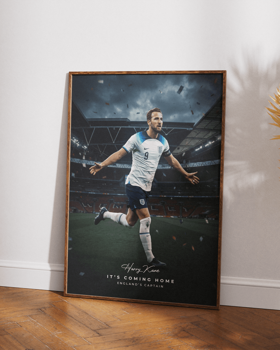 "It's Coming Home" — Harry Kane poster styled room photo 4