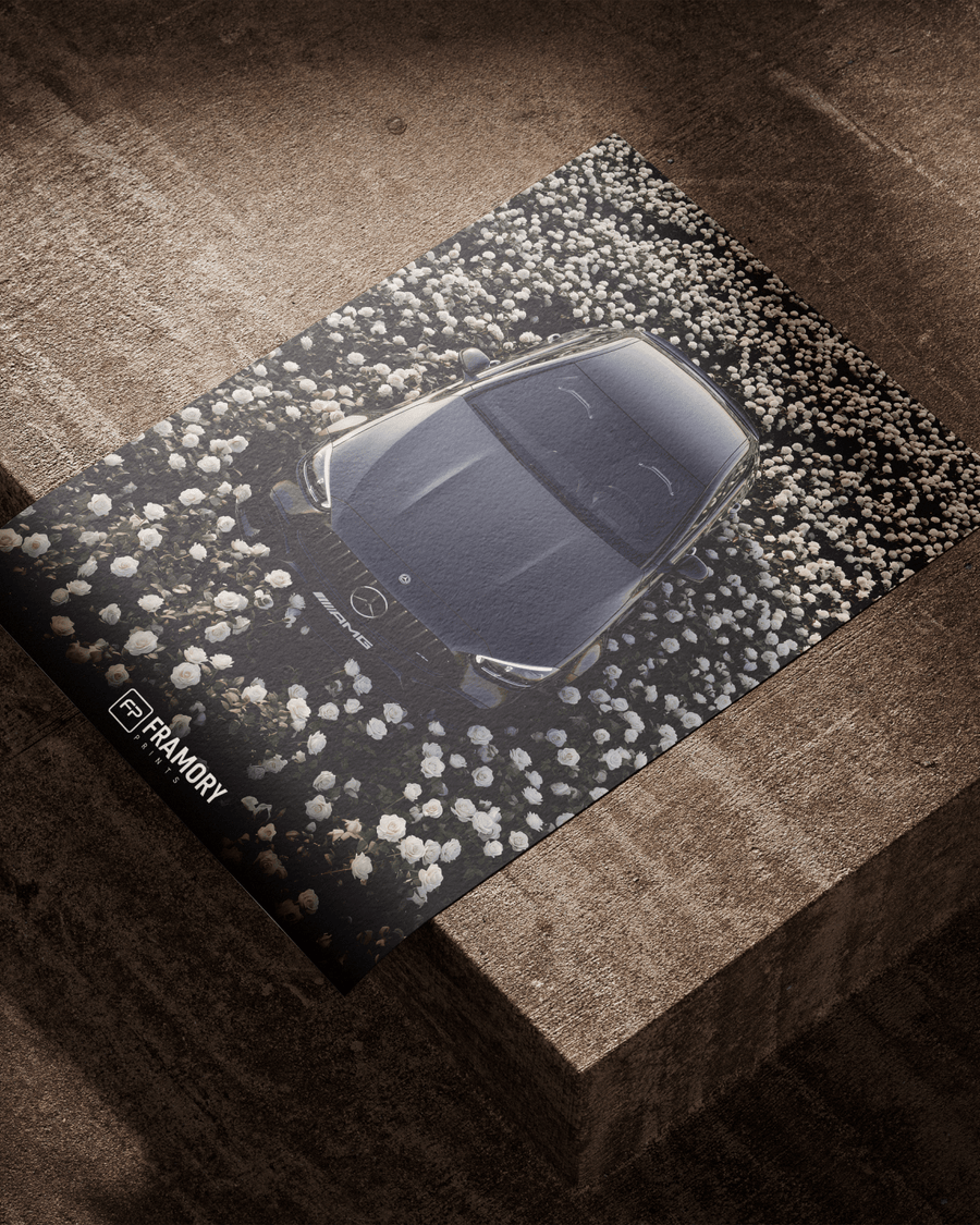 Mercedes C63S White Flowers poster styled room photo 2