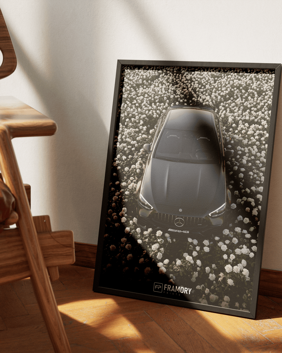 Mercedes C63S White Flowers poster styled room photo 3