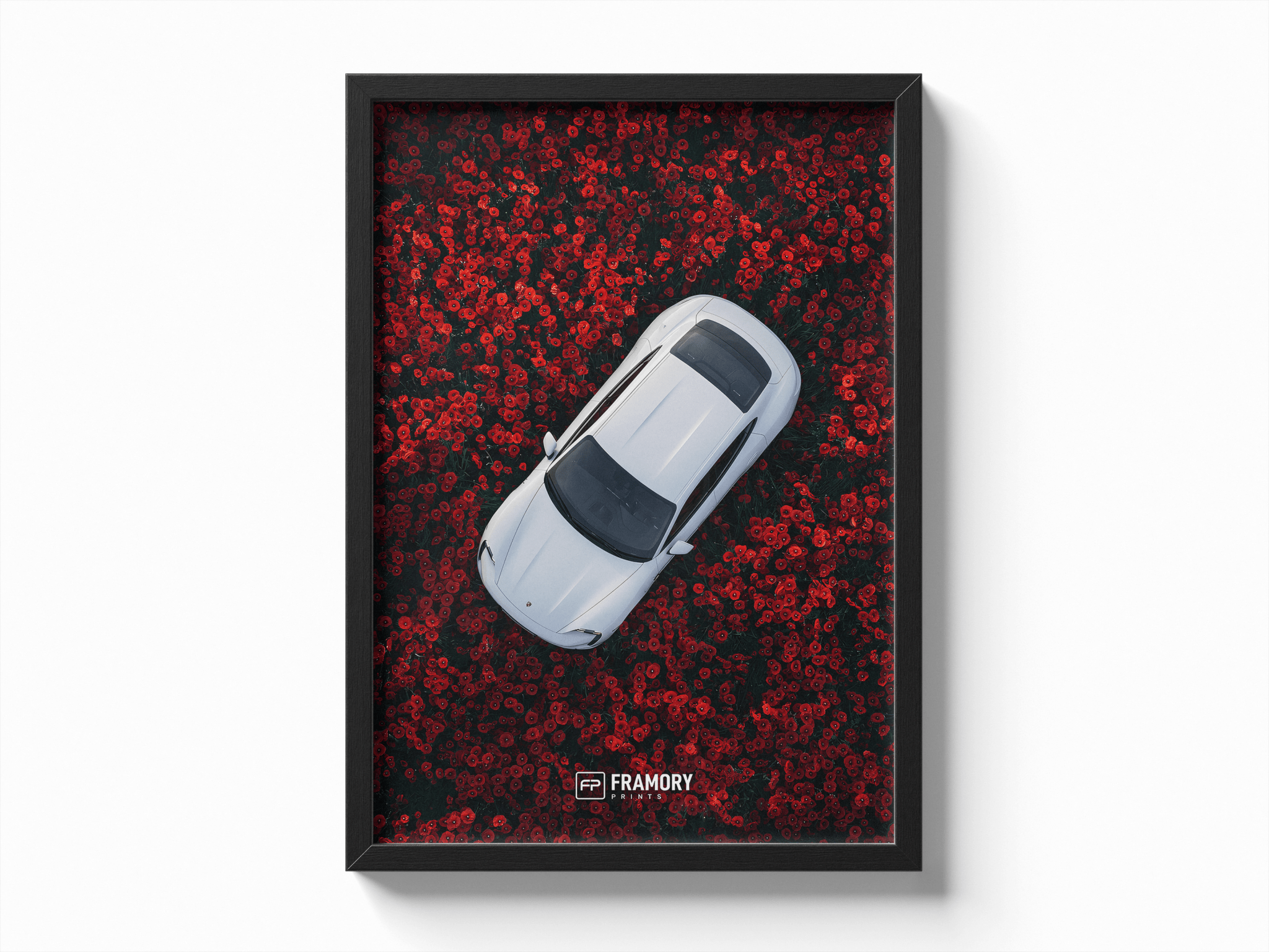 Porsche Taycan Red Flowers poster — Framory Prints