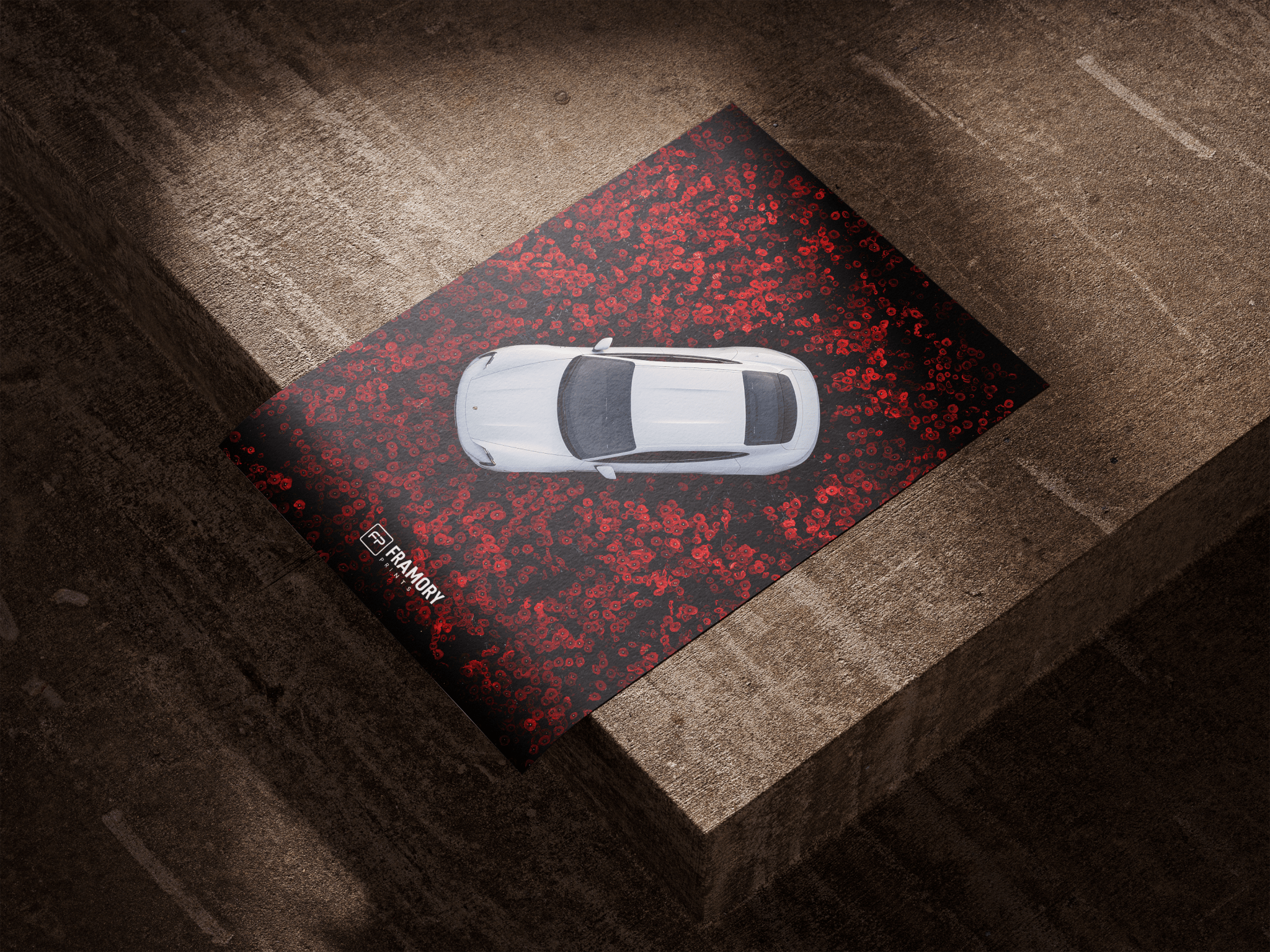 Porsche Taycan Red Flowers poster styled room photo 5