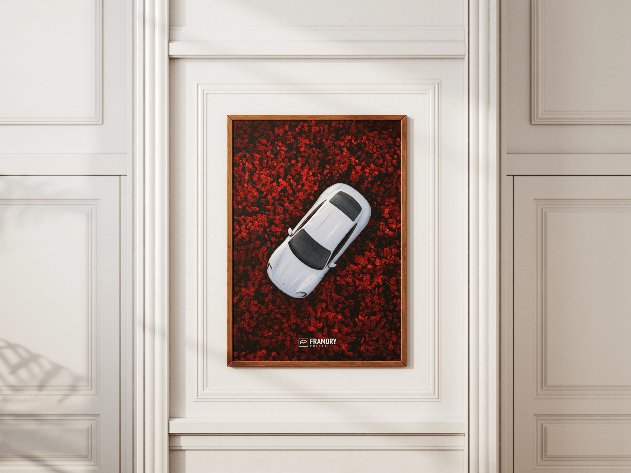 Porsche Taycan Red Flowers poster styled room photo 3