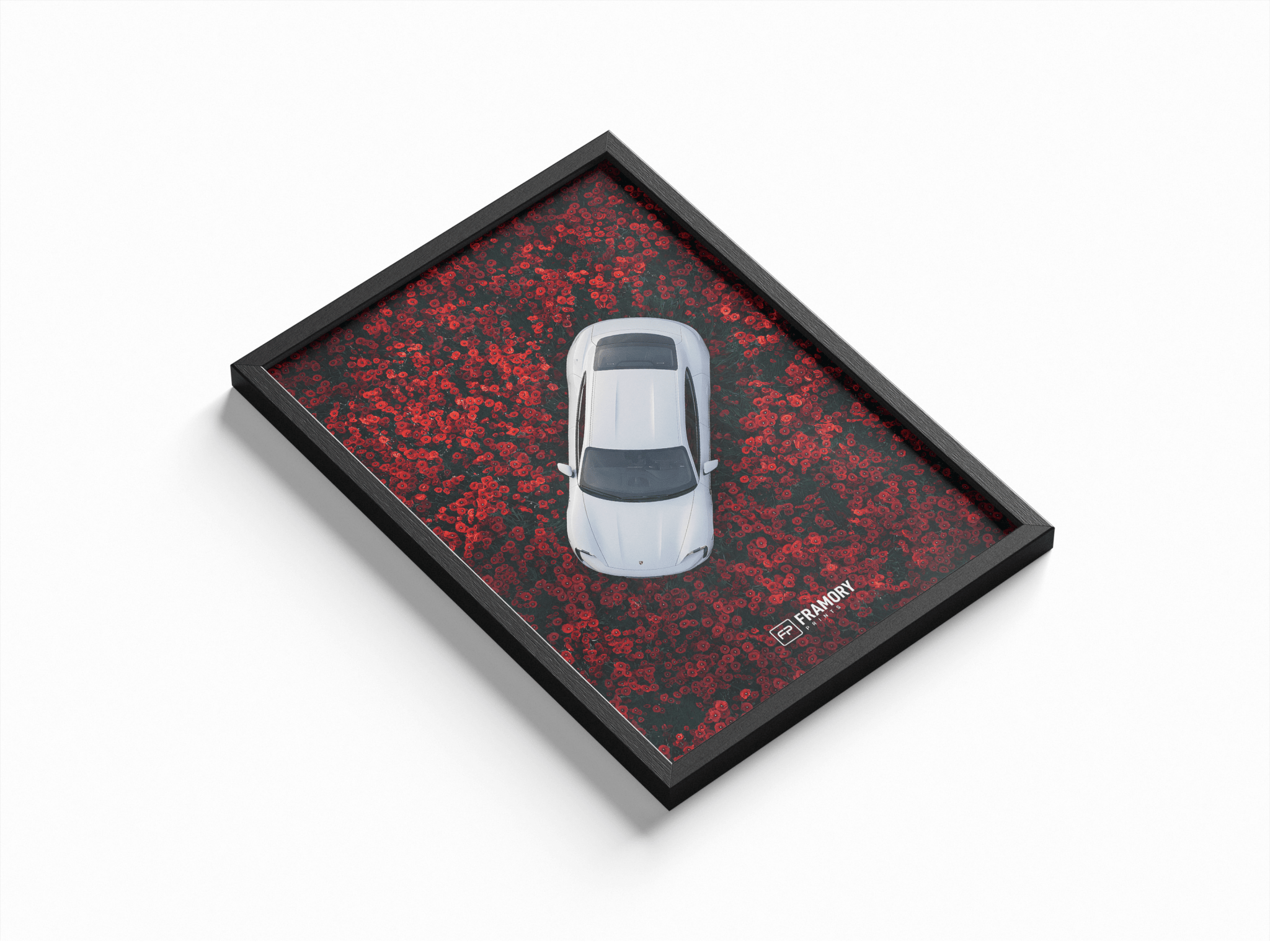 Porsche Taycan Red Flowers poster styled room photo 1