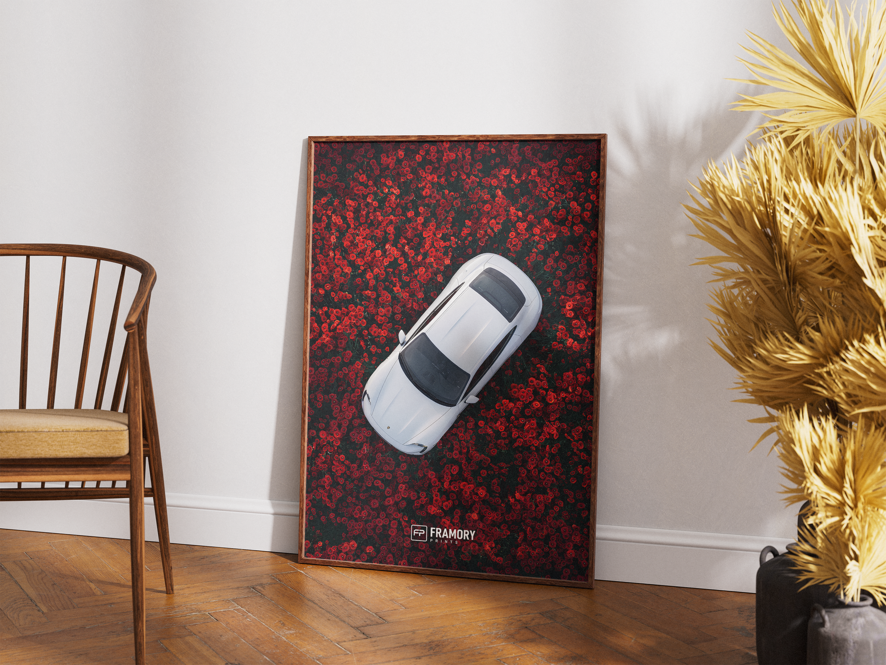 Porsche Taycan Red Flowers