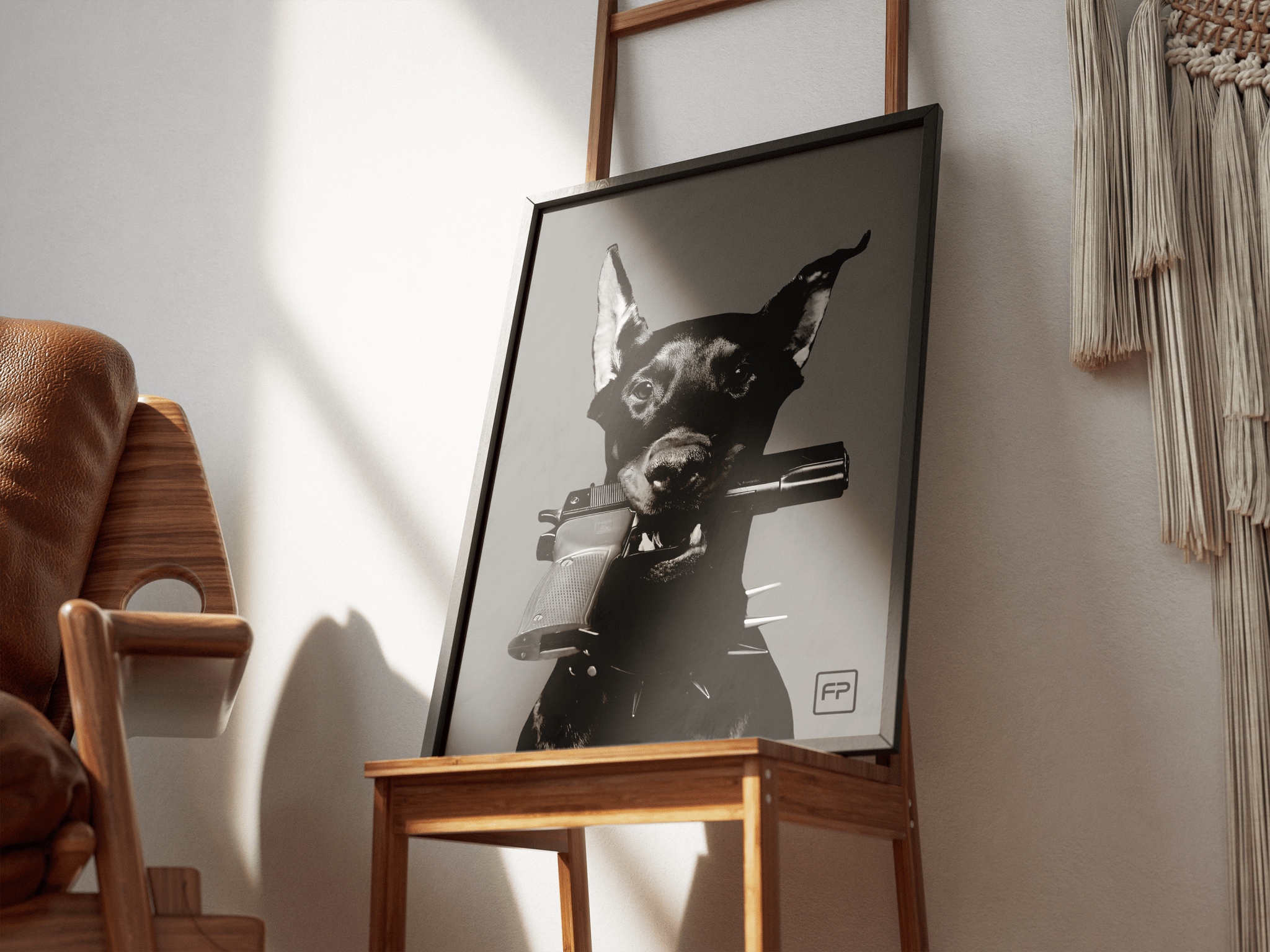 Street Art Dog poster styled room photo 2