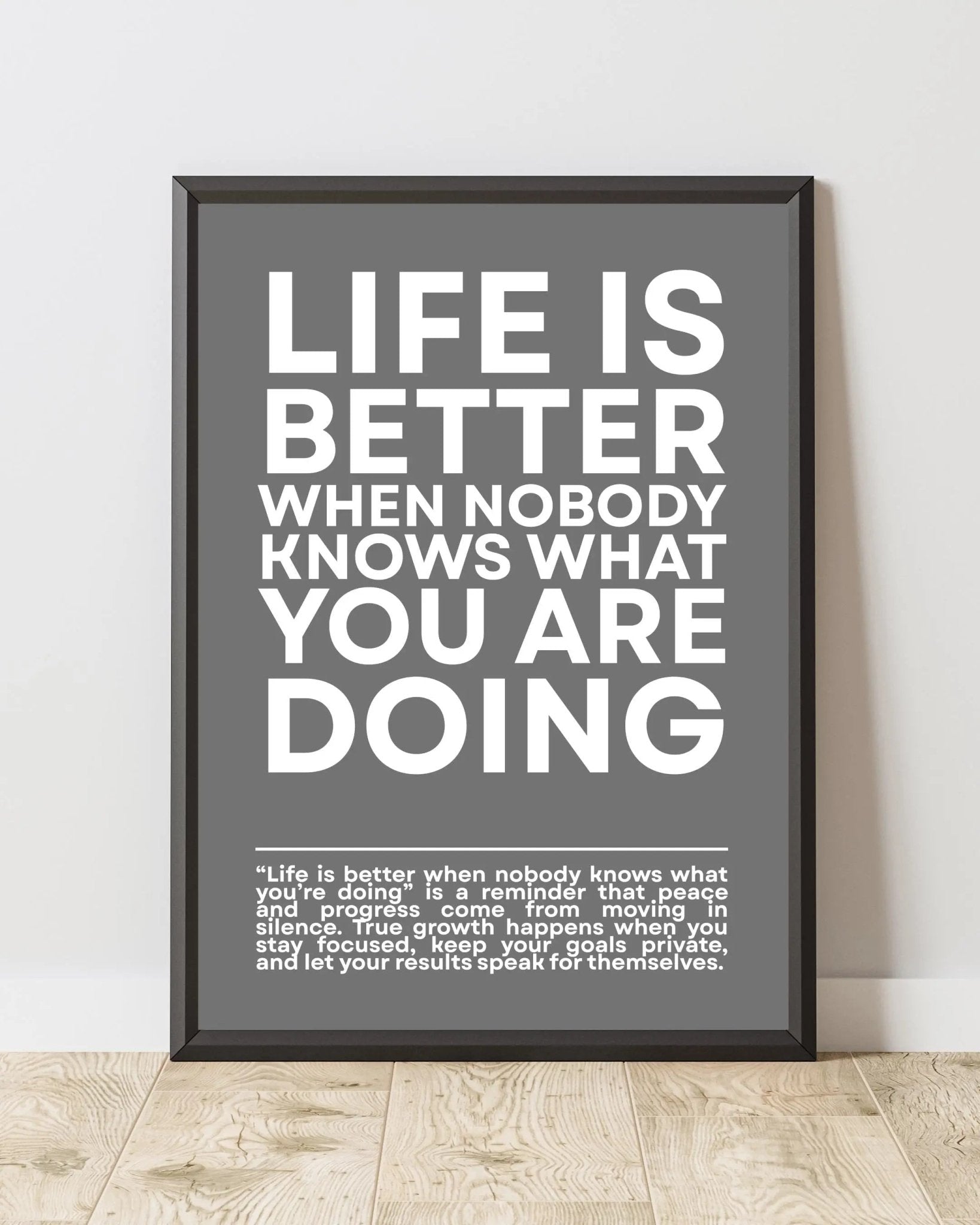 Life is Better When NOBODY Knows What You Are Doing poster — Framory Prints