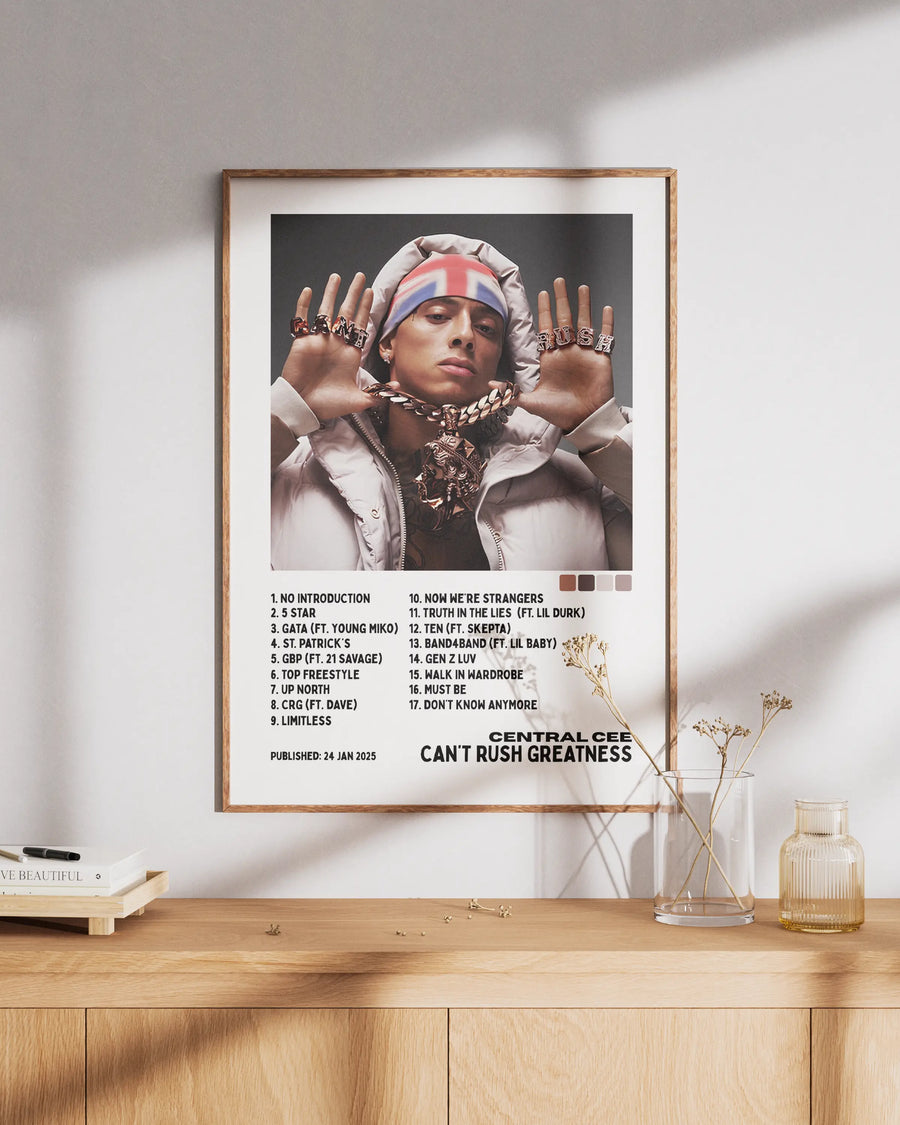 Can't Rush Greatness - Central Cee poster styled room photo 3