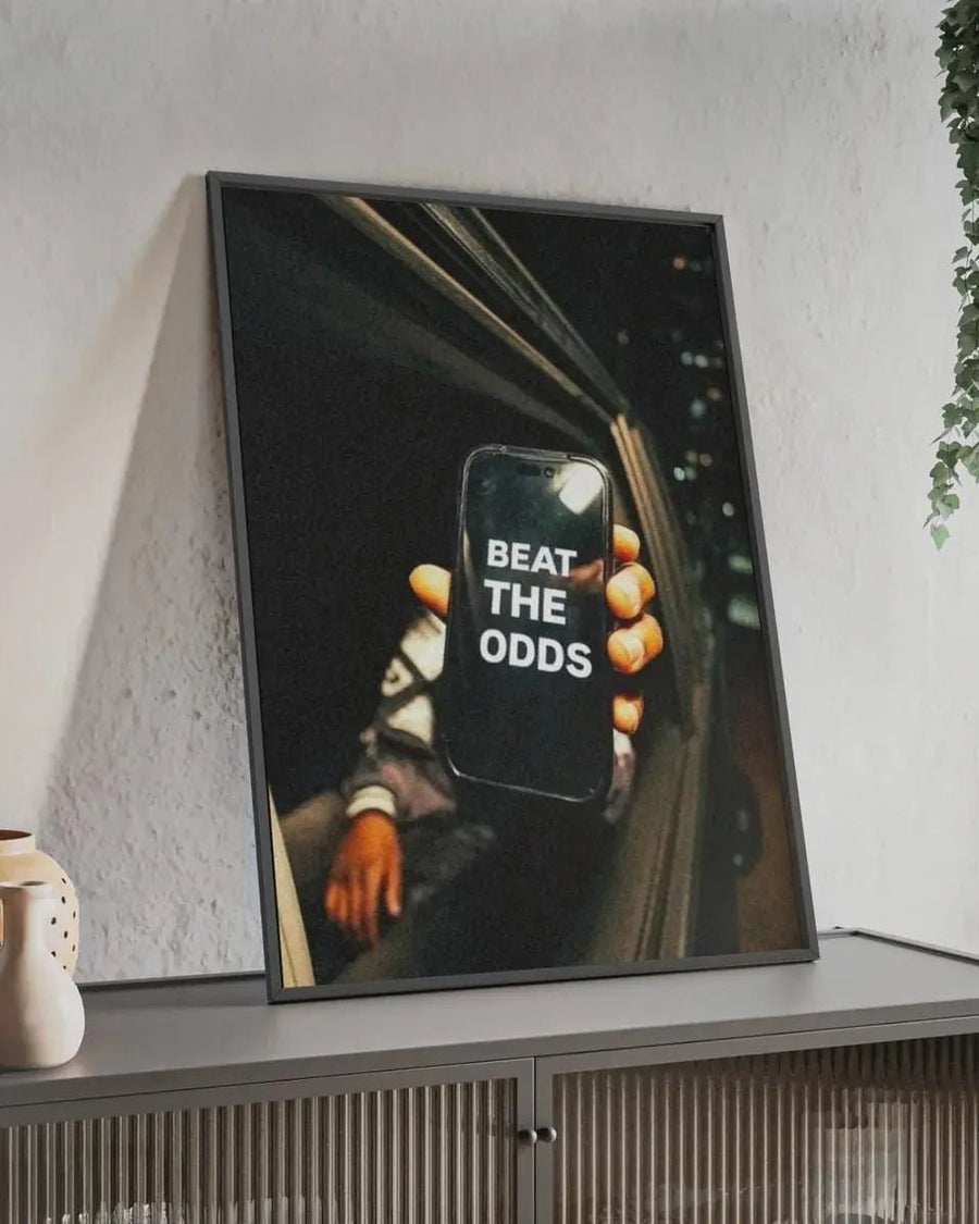 Beat the Odds poster styled room photo 1