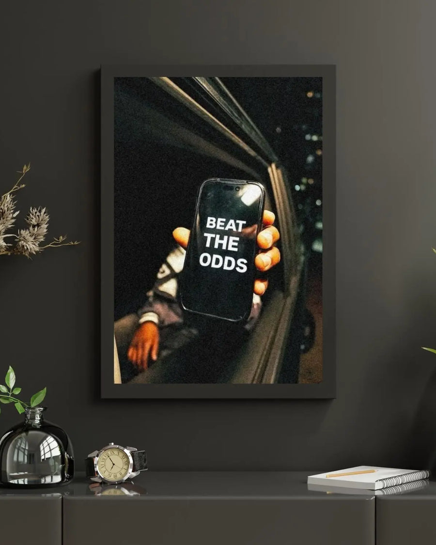 Beat the Odds poster styled room photo 8