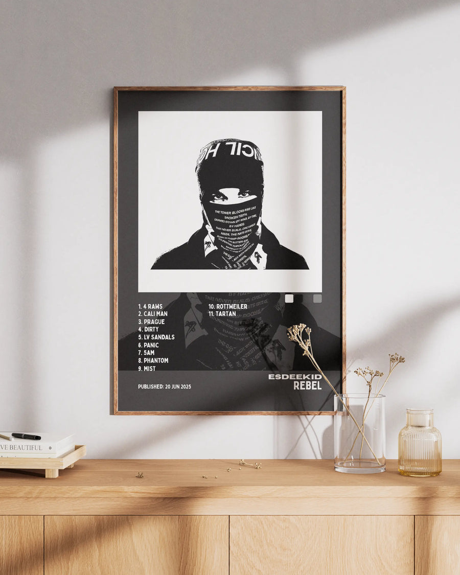 Rebel - EsDeeKid: A Fresh Take on Hip-Hop poster design close-up