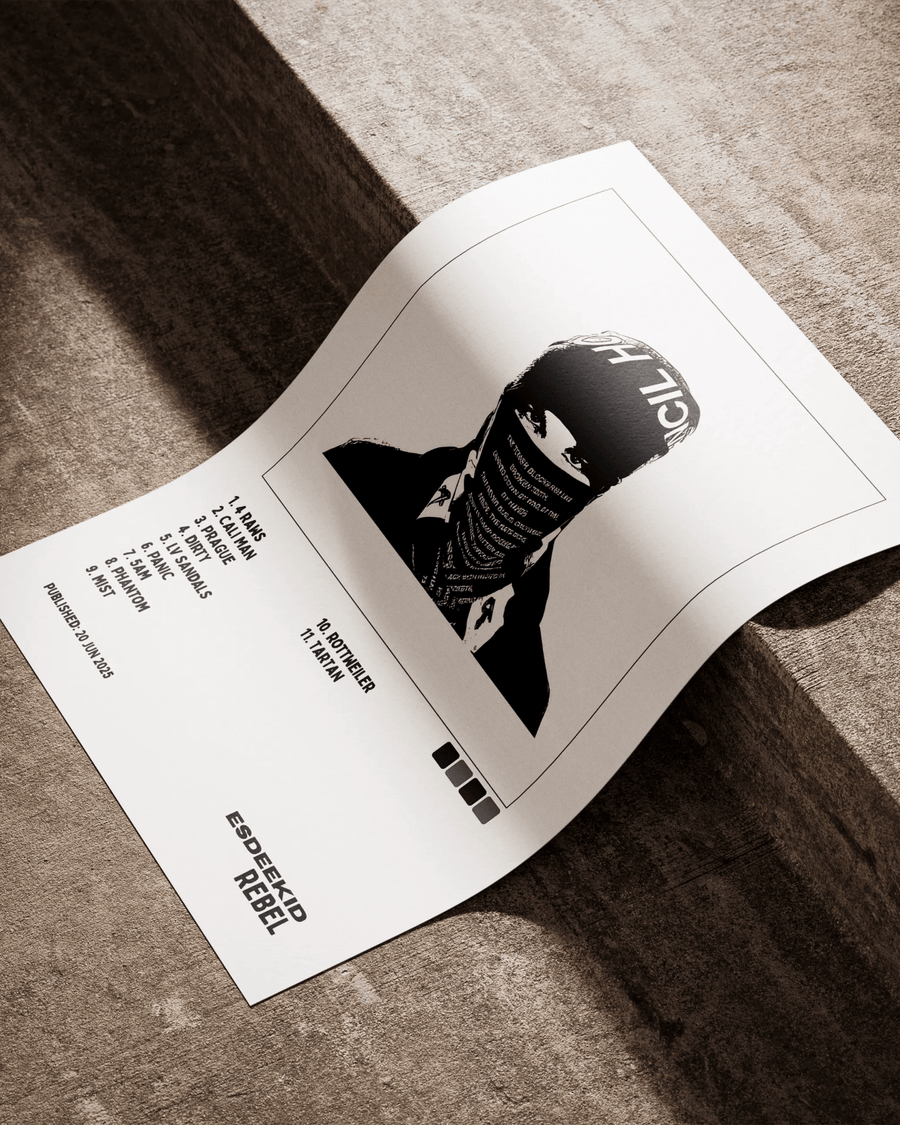 Rebel - EsDeeKid: A Fresh Take on Hip-Hop poster design close-up